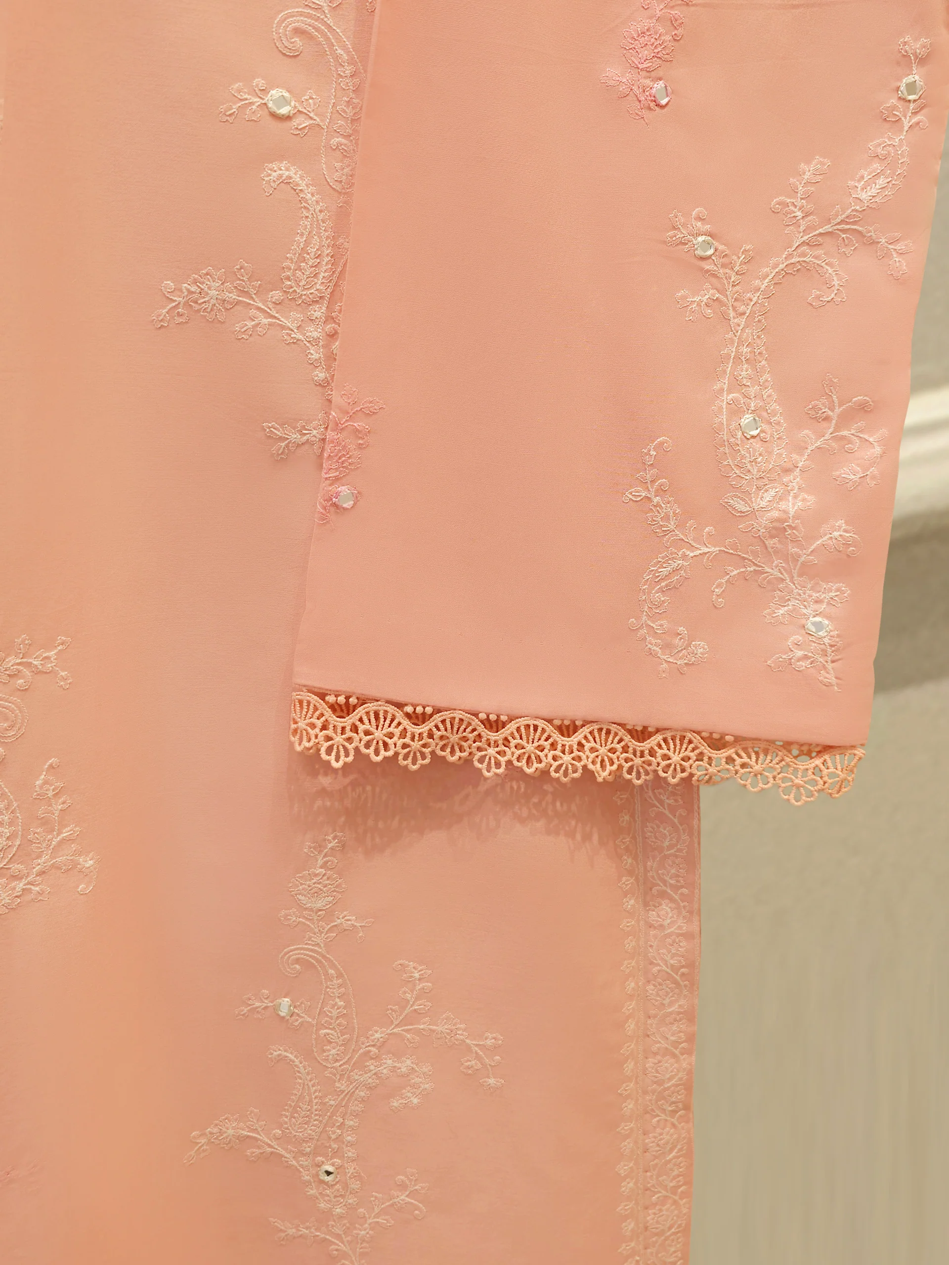 2 Piece - Embroidered Cambric Suit S113724 - Image 3