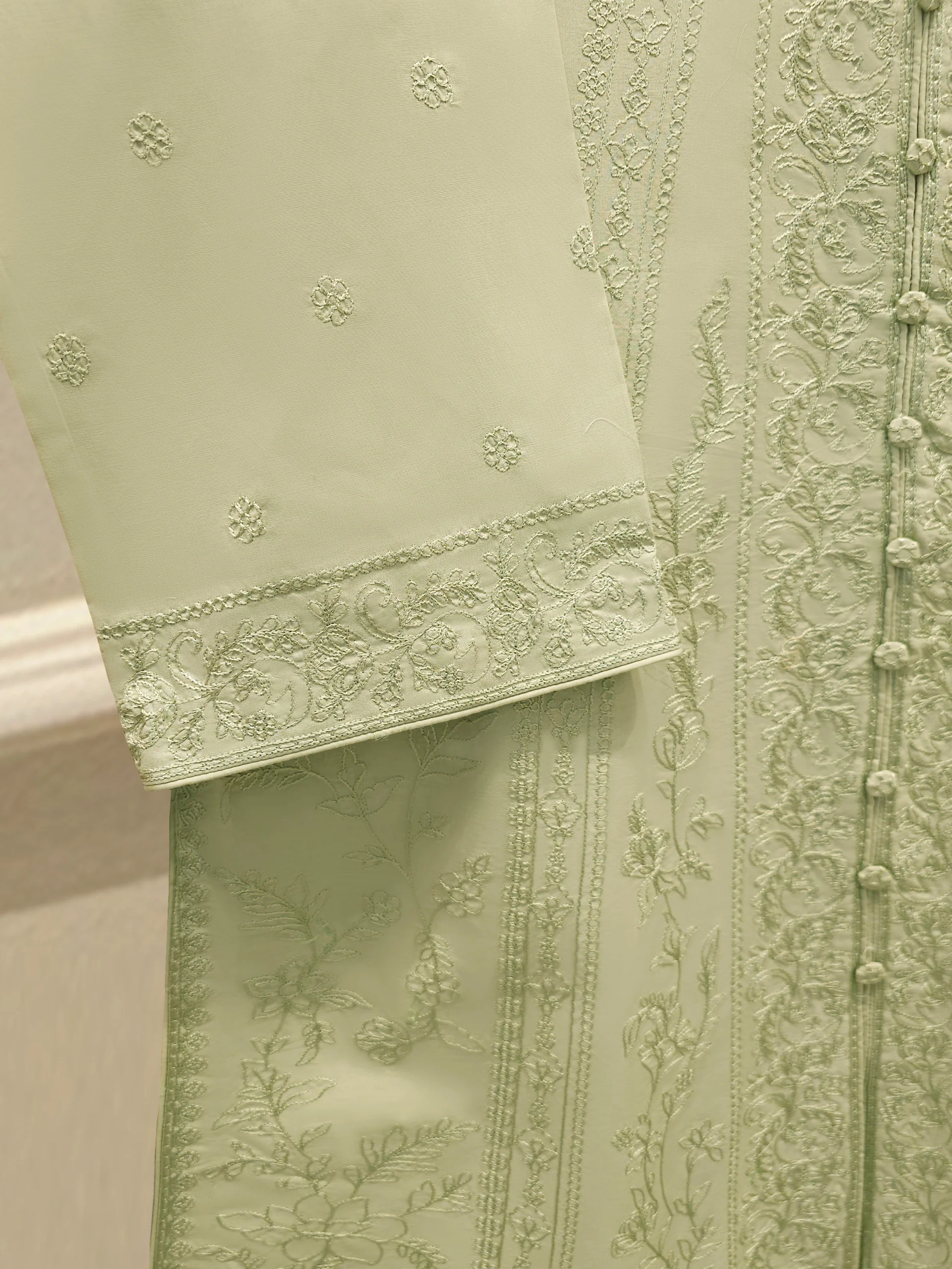 3 Piece - Embroidered Cambric Suit S113758 - Image 3
