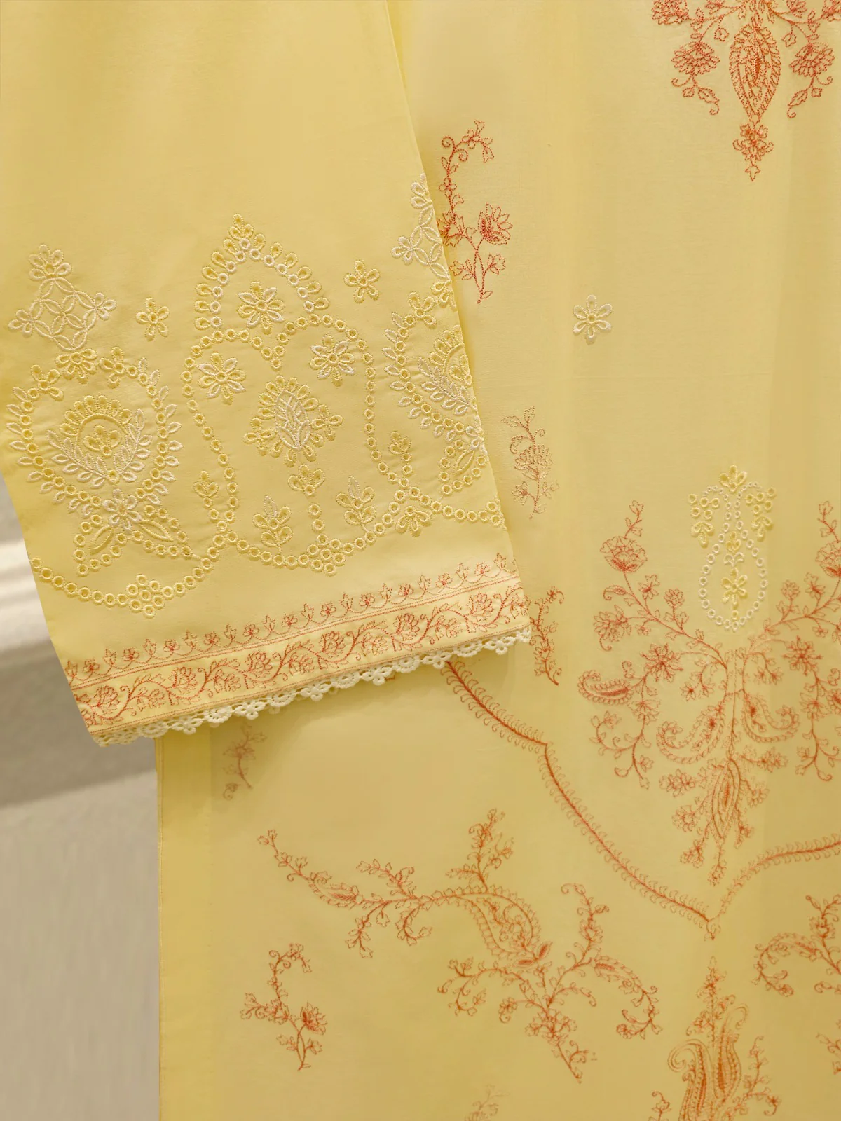 2 Piece - Embroidered Cambric Suit S113769 - Image 3