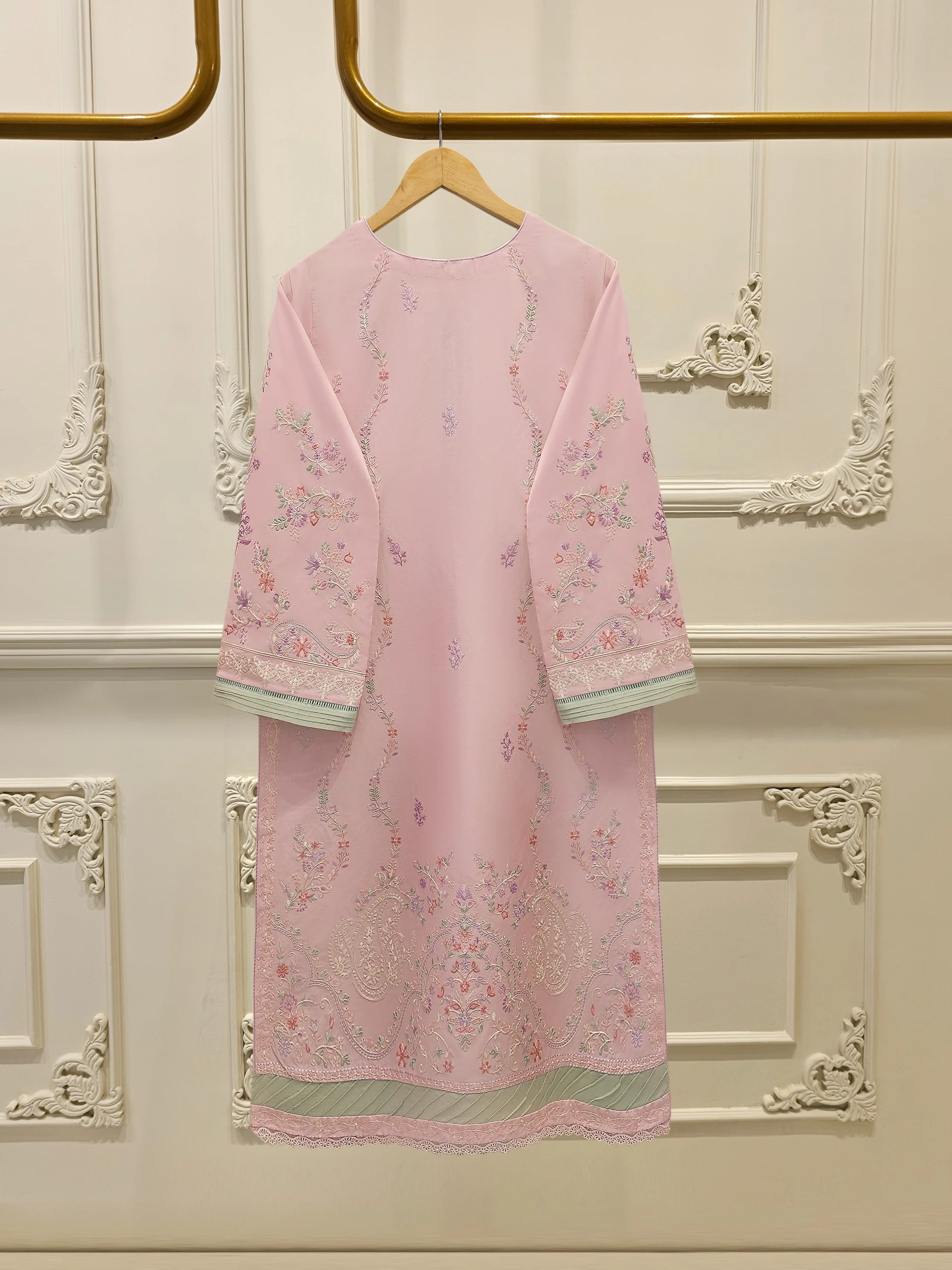 2 Piece - Embroidered Cambric Suit S113851 - Image 5
