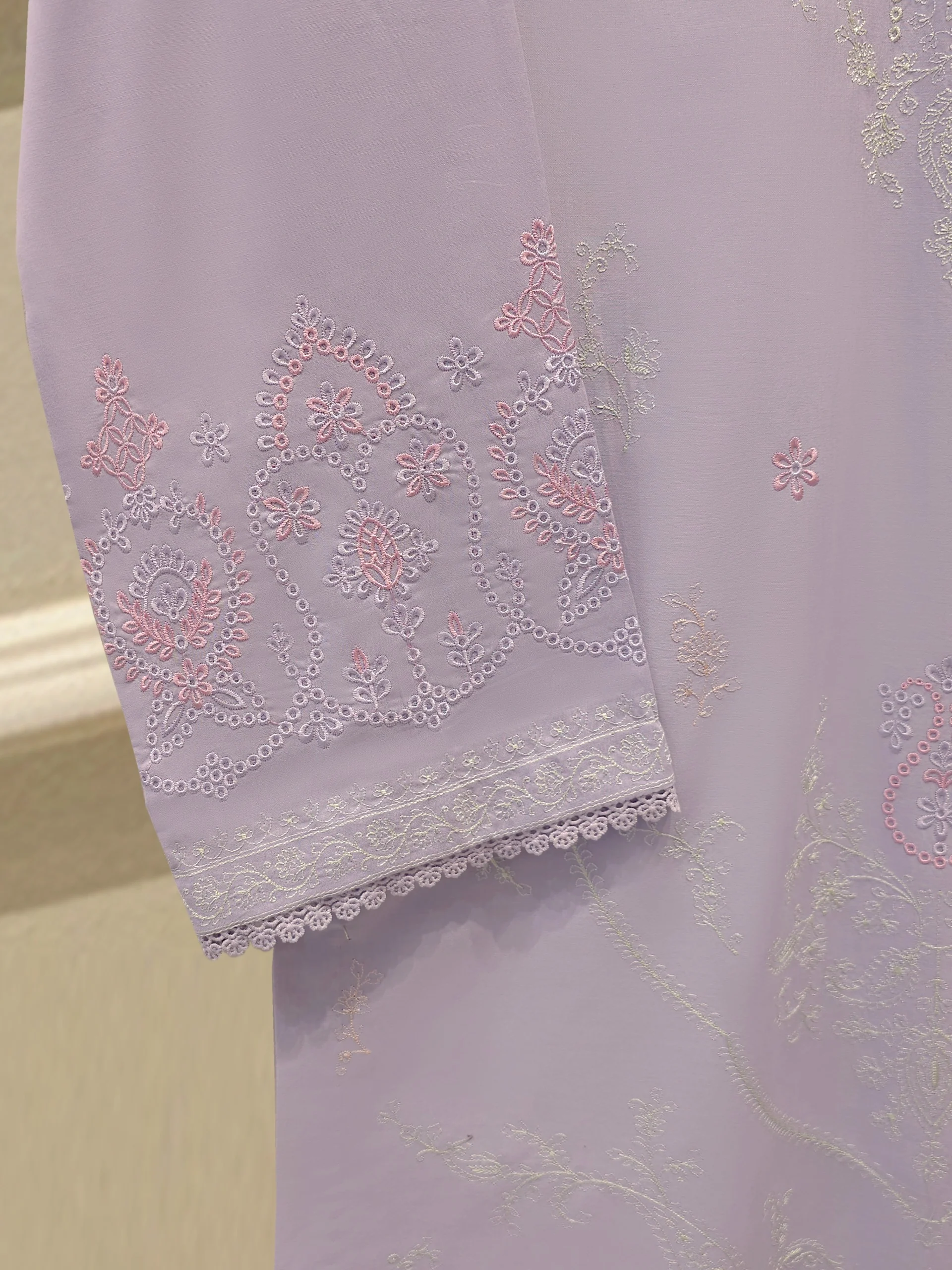 2 Piece - Embroidered Cambric Suit S113885 - Image 3