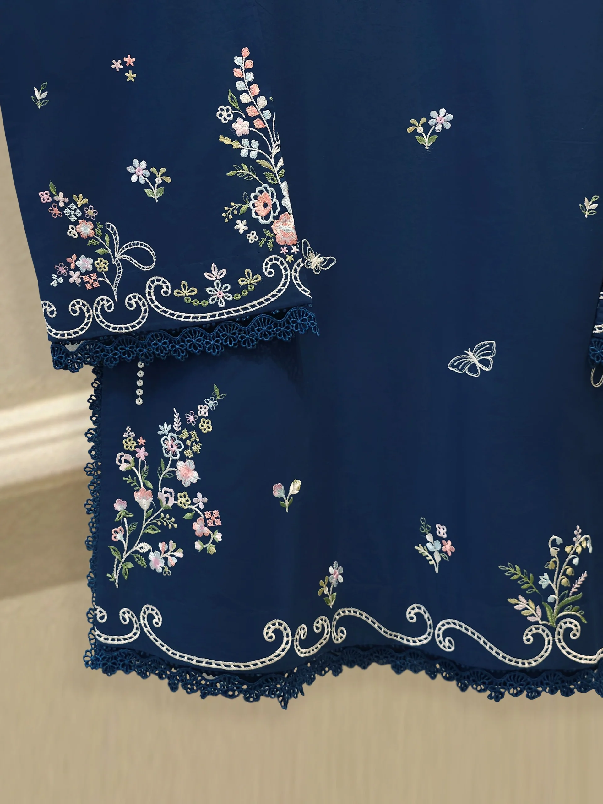2 Piece - Embroidered Cambric Suit S114085 - Image 3