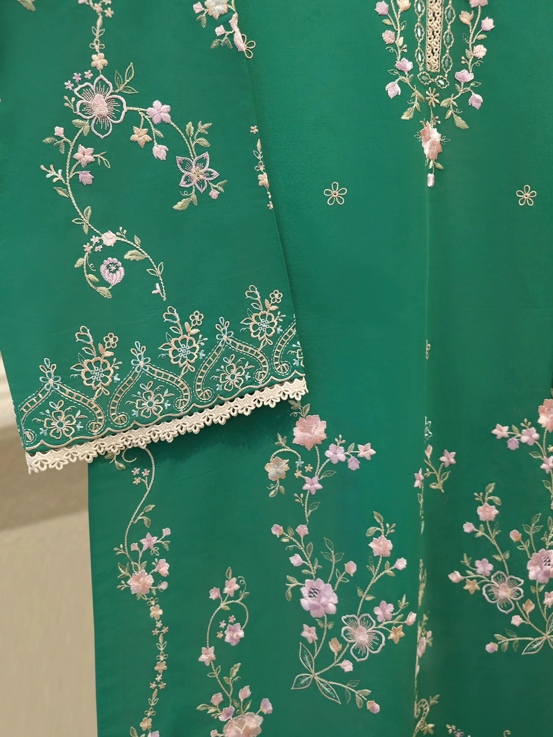 2 Piece - Embroidered Cambric Suit S114086 - Image 3