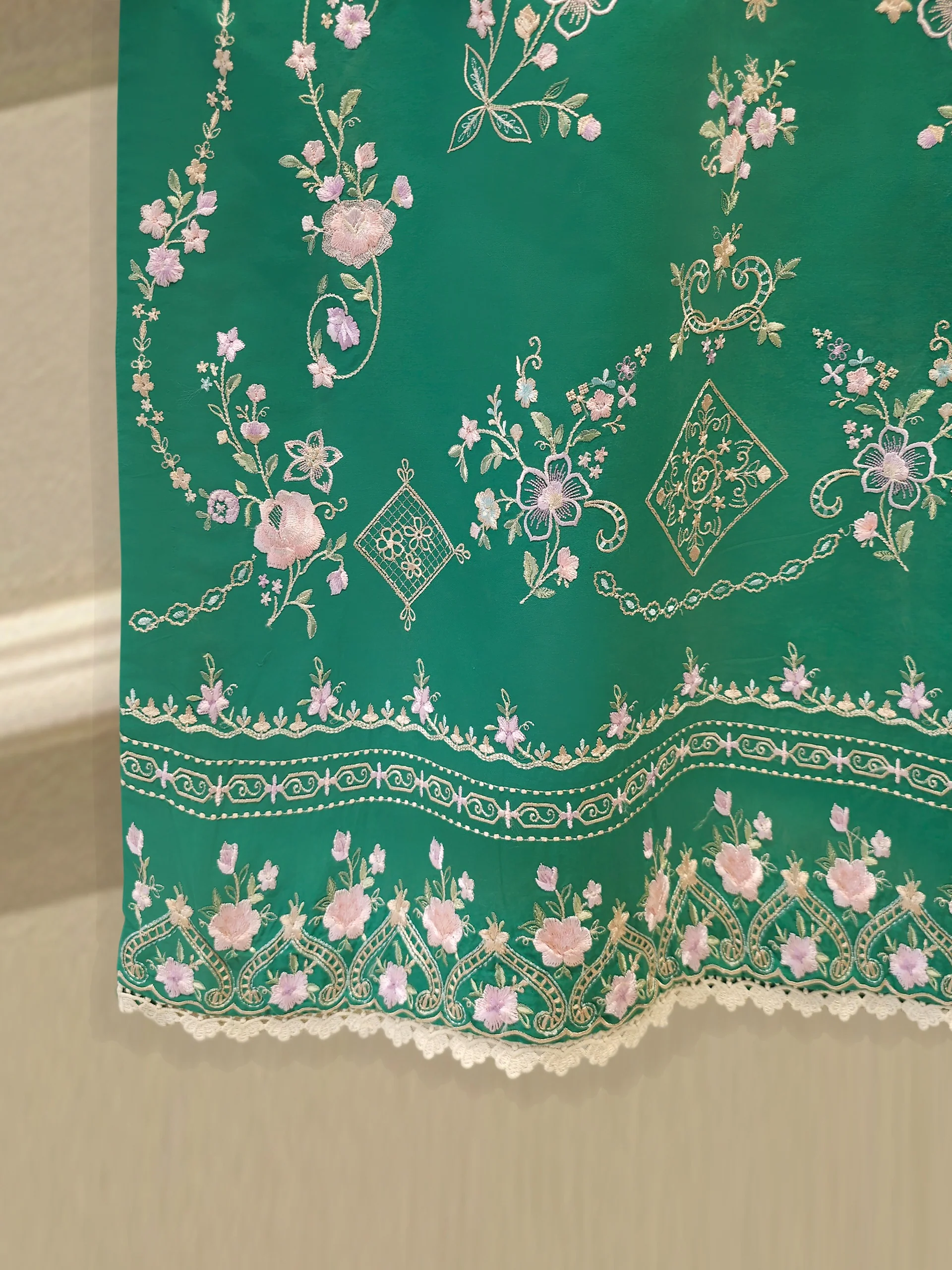 2 Piece - Embroidered Cambric Suit S114086 - Image 4