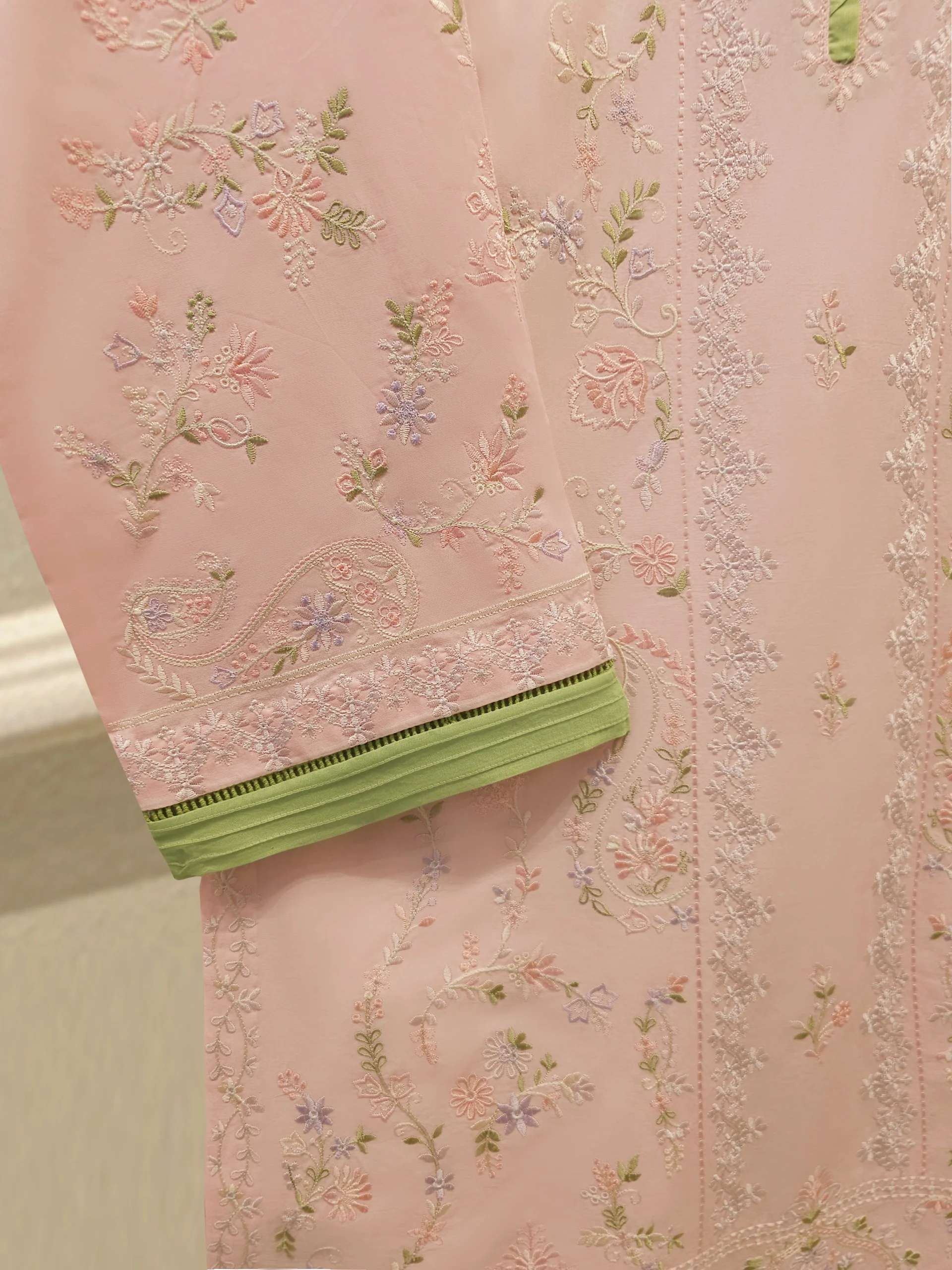 2 Piece - Embroidered Cambric Suit S114091 - Image 3