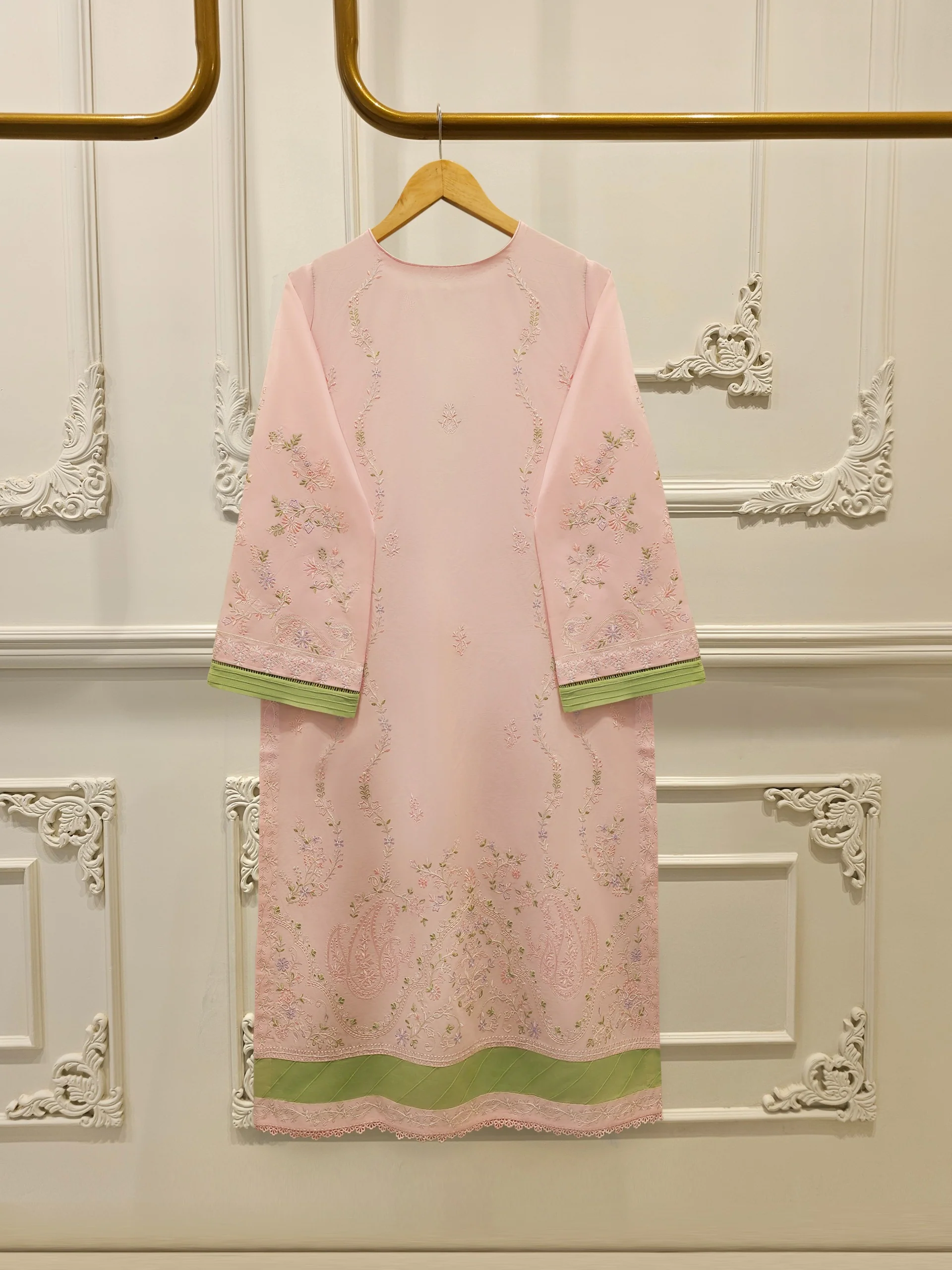 2 Piece - Embroidered Cambric Suit S114091 - Image 5