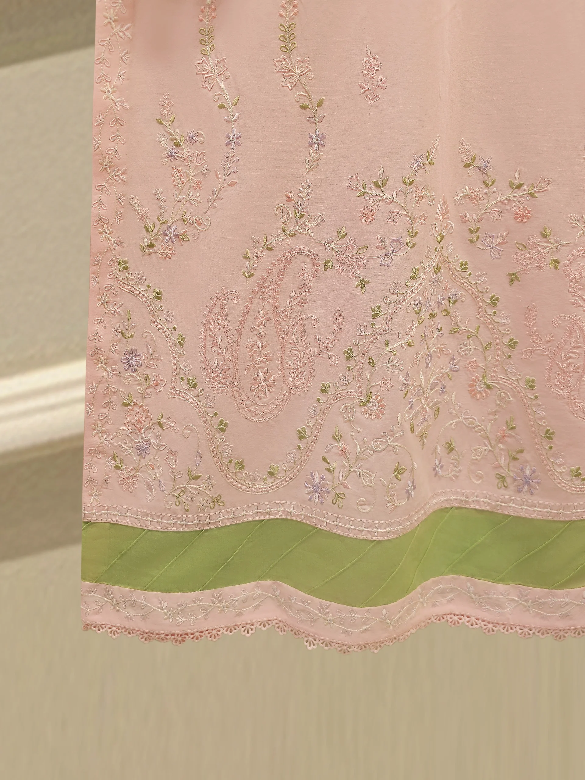 2 Piece - Embroidered Cambric Suit S114091 - Image 7
