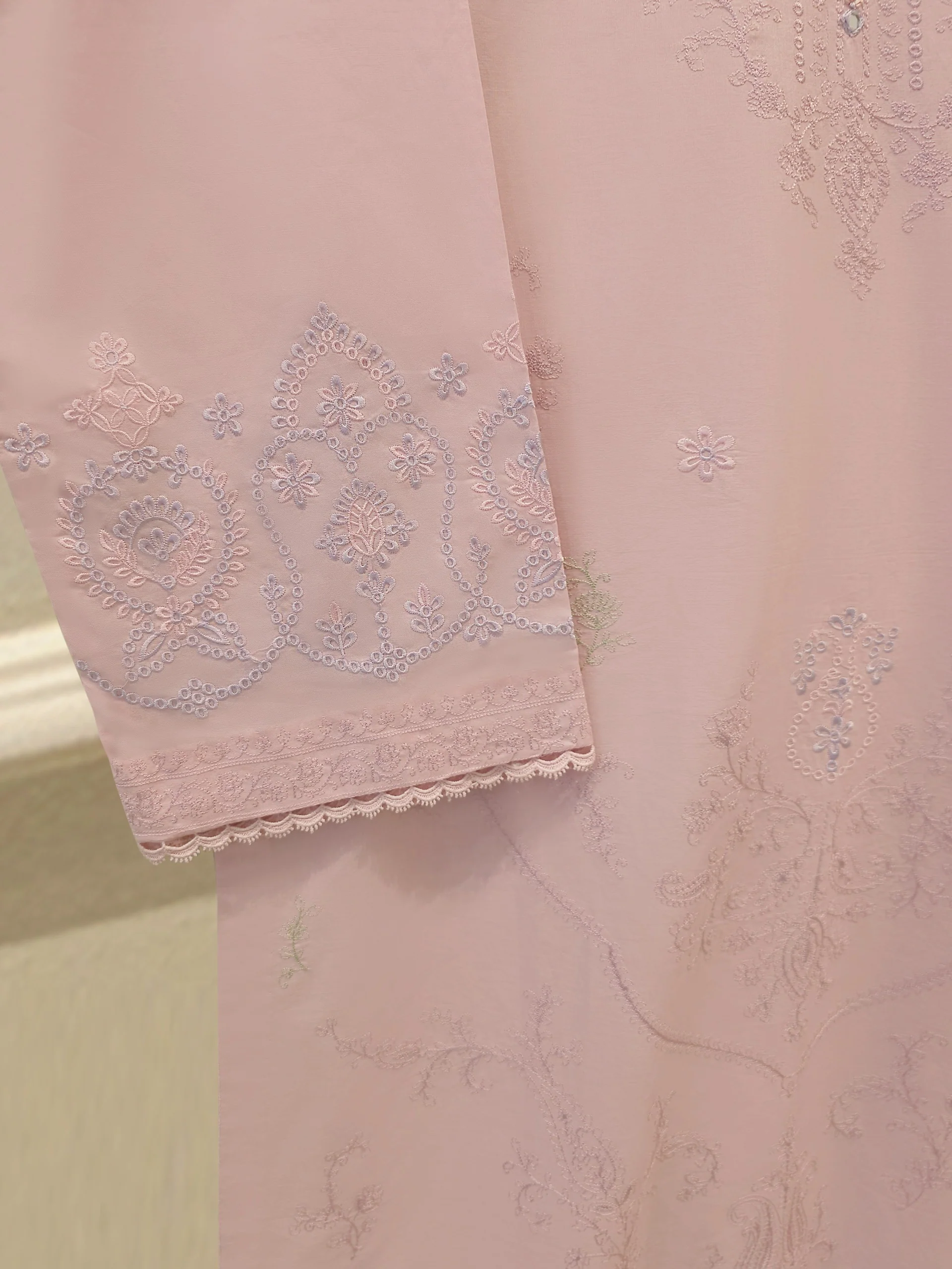 2 Piece - Embroidered Cambric Suit S114139 - Image 3
