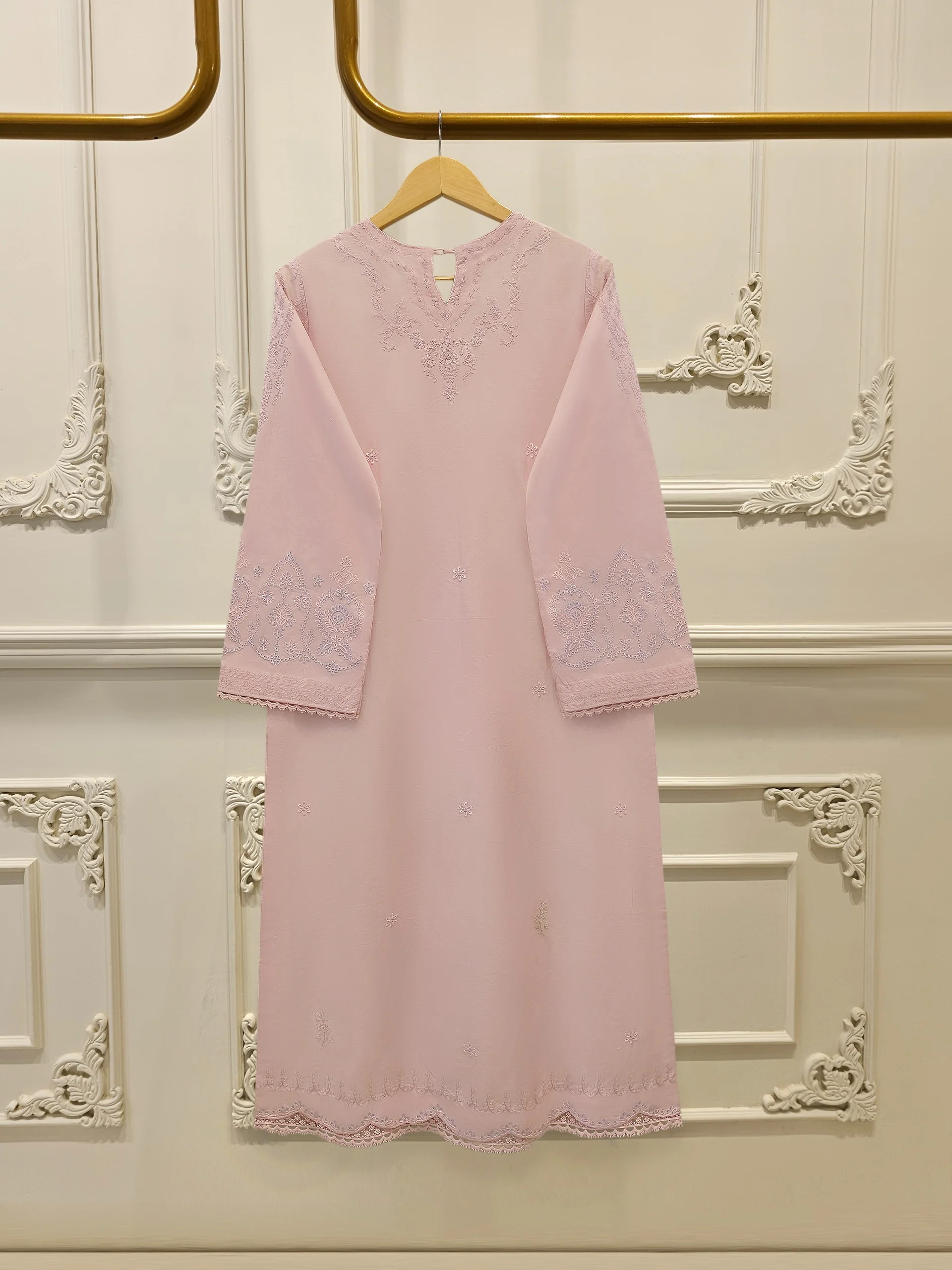 2 Piece - Embroidered Cambric Suit S114139 - Image 5