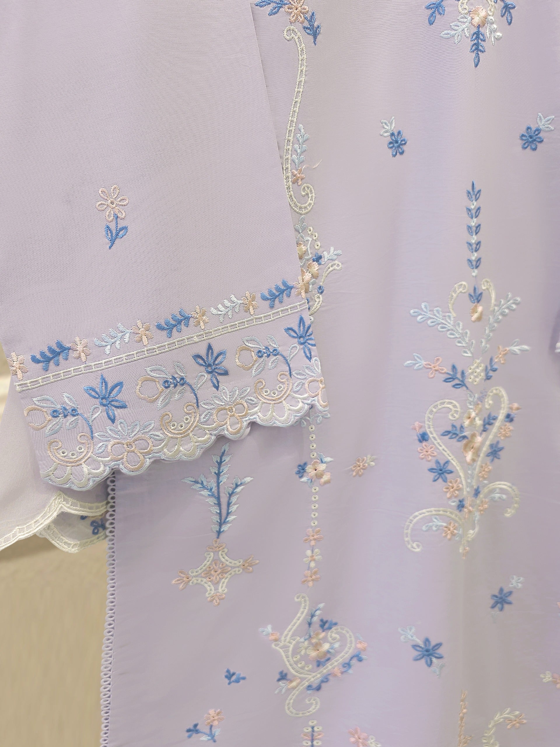 2 Piece - Embroidered Cambric Suit S114213 - Image 2