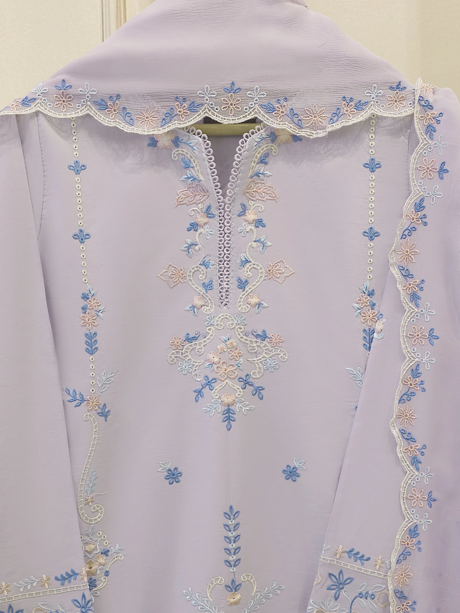 2 Piece - Embroidered Cambric Suit S114213 - Image 3