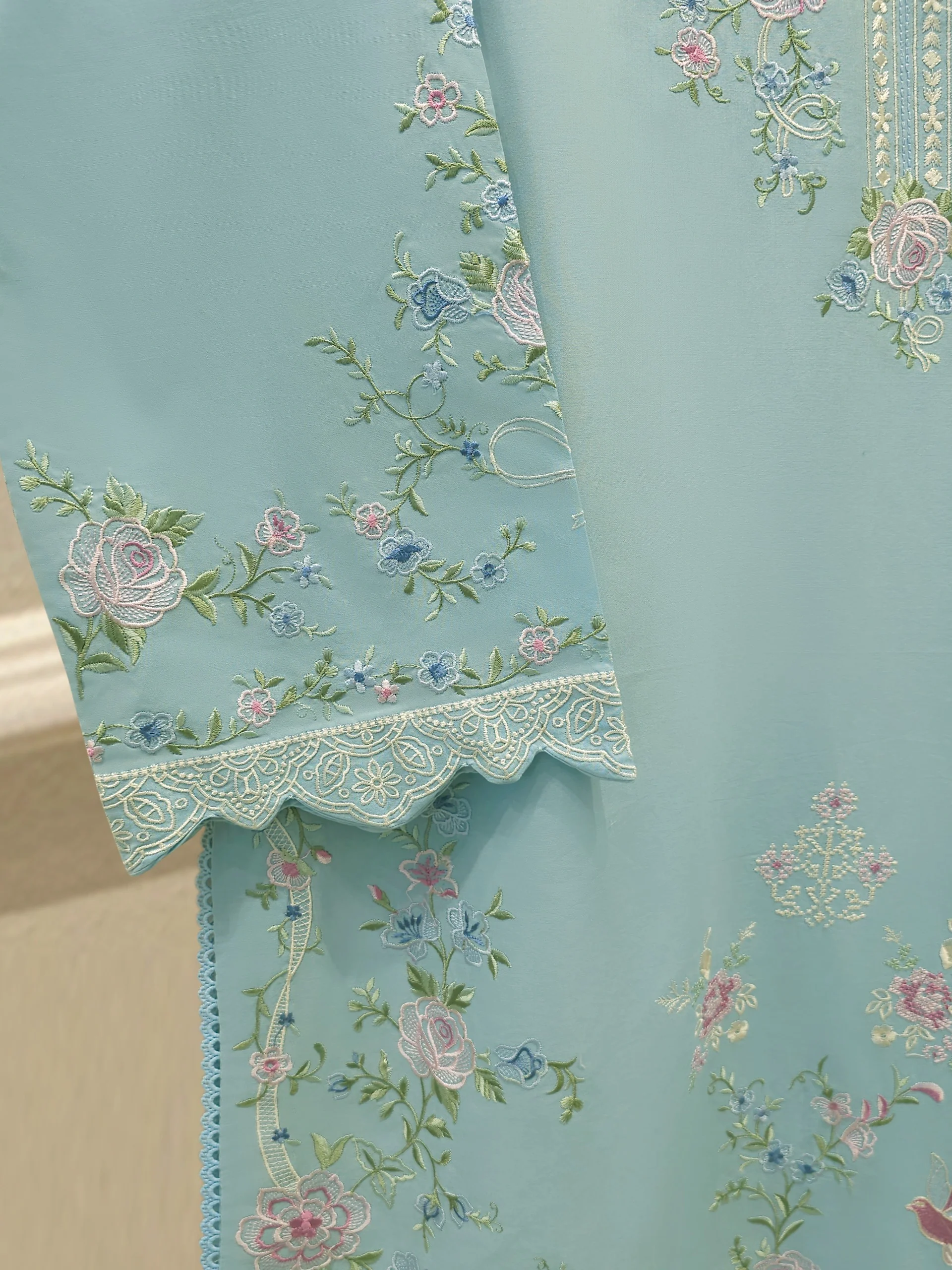 2 Piece - Embroidered Cambric Suit S114227 - Image 3