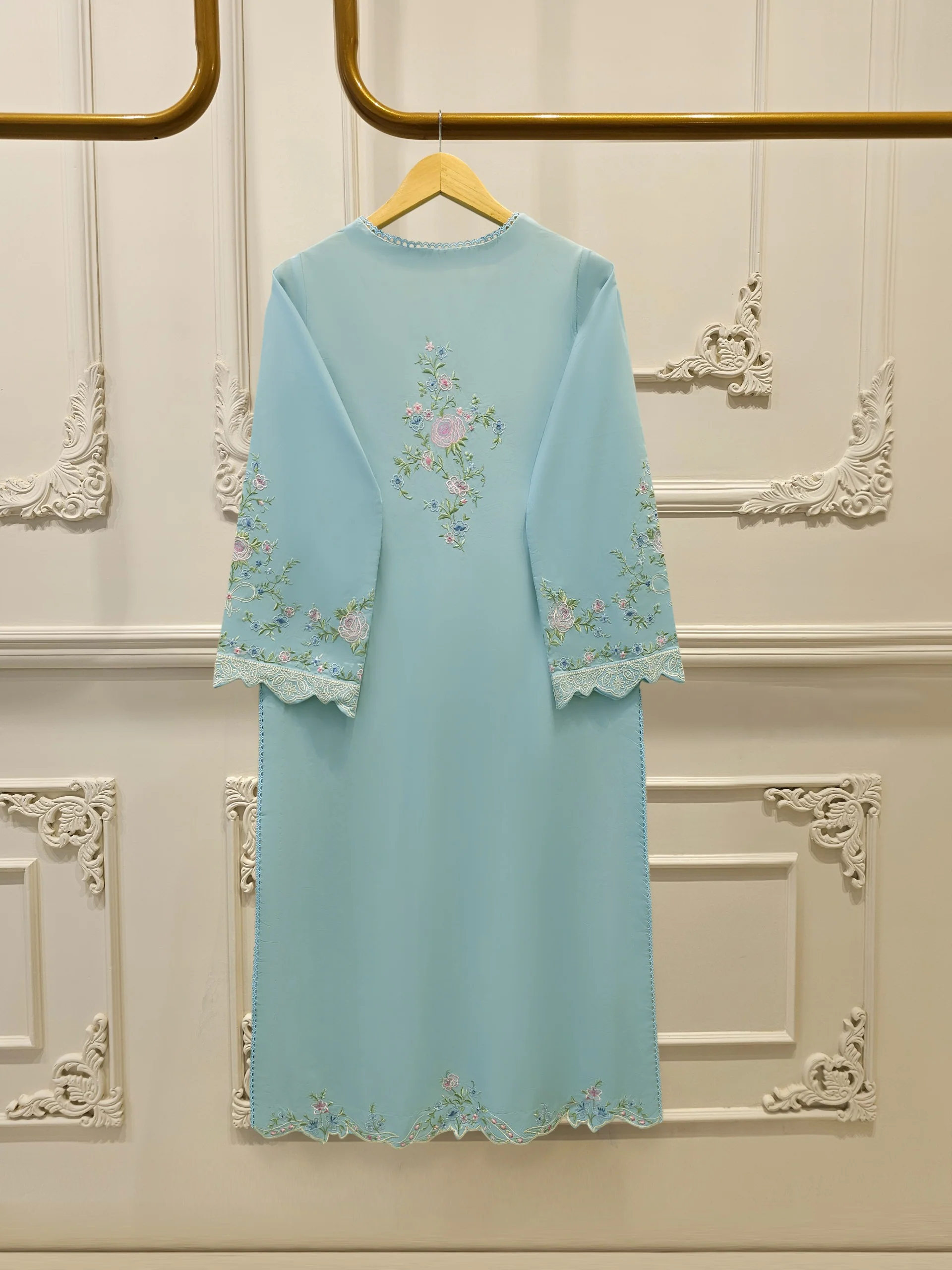 2 Piece - Embroidered Cambric Suit S114227 - Image 5