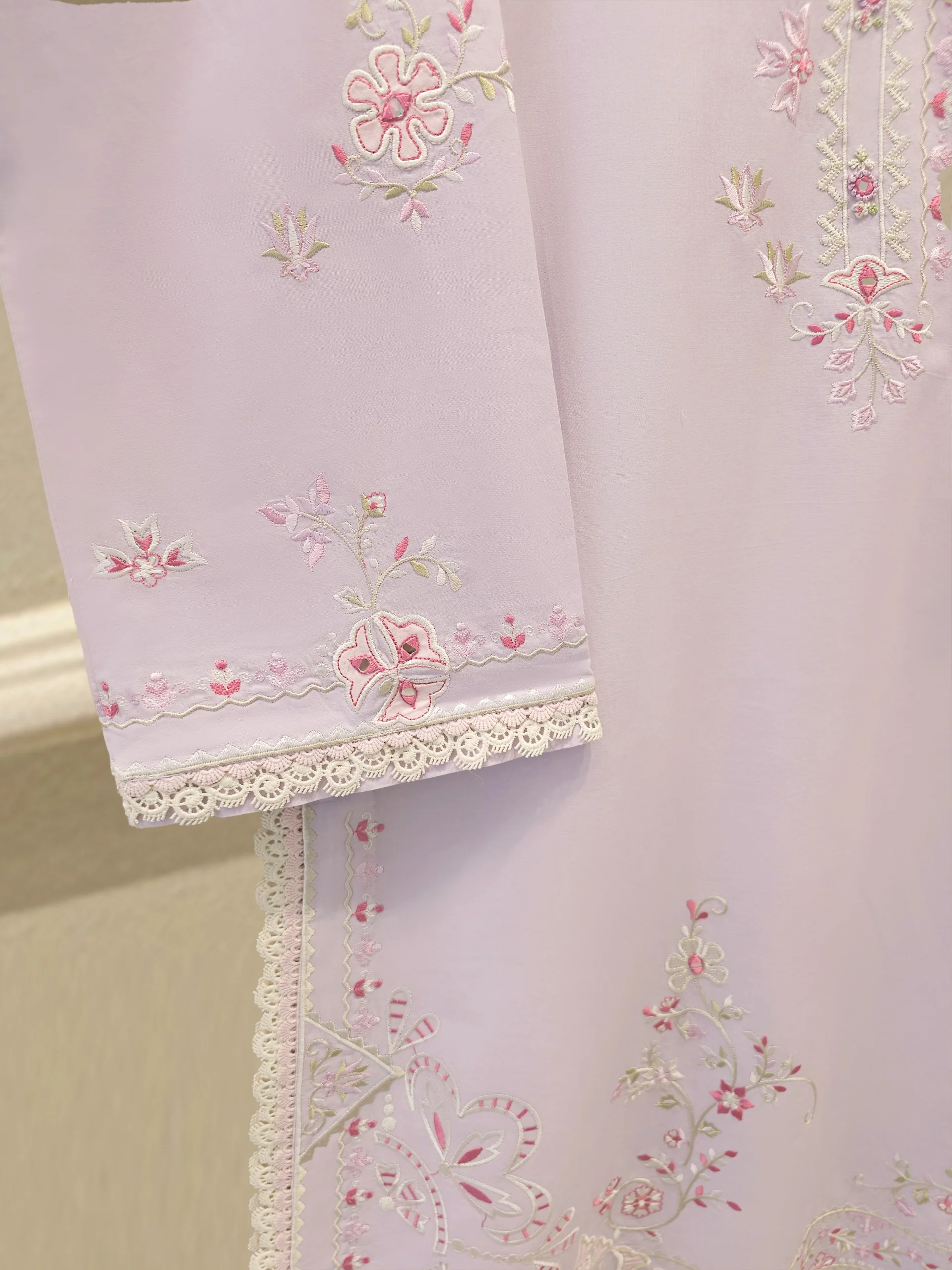 2 Piece - Embroidered Cambric Suit S114309 - Image 3