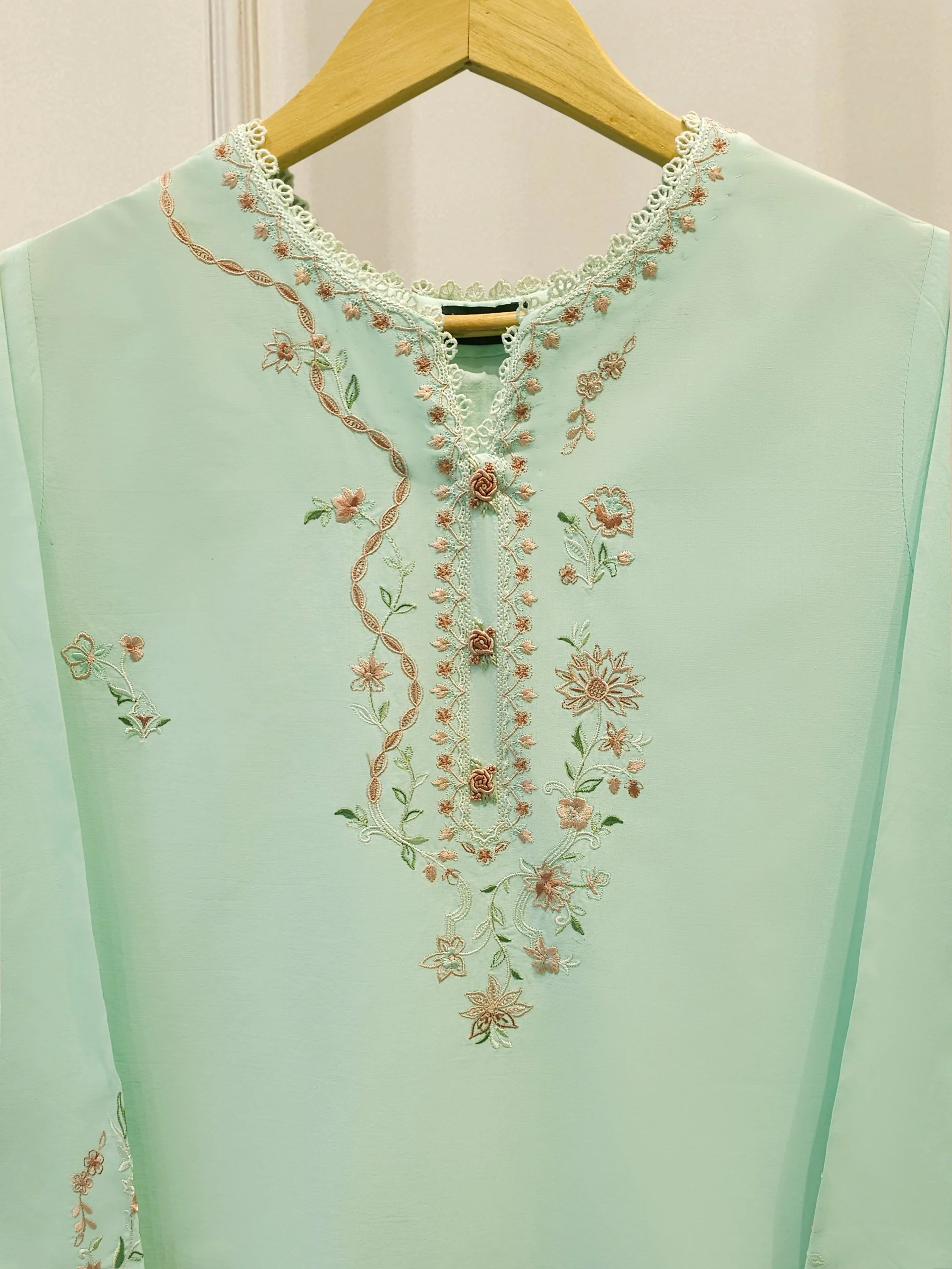2 Piece - Embroidered Cambric Suit S114313 - Image 2