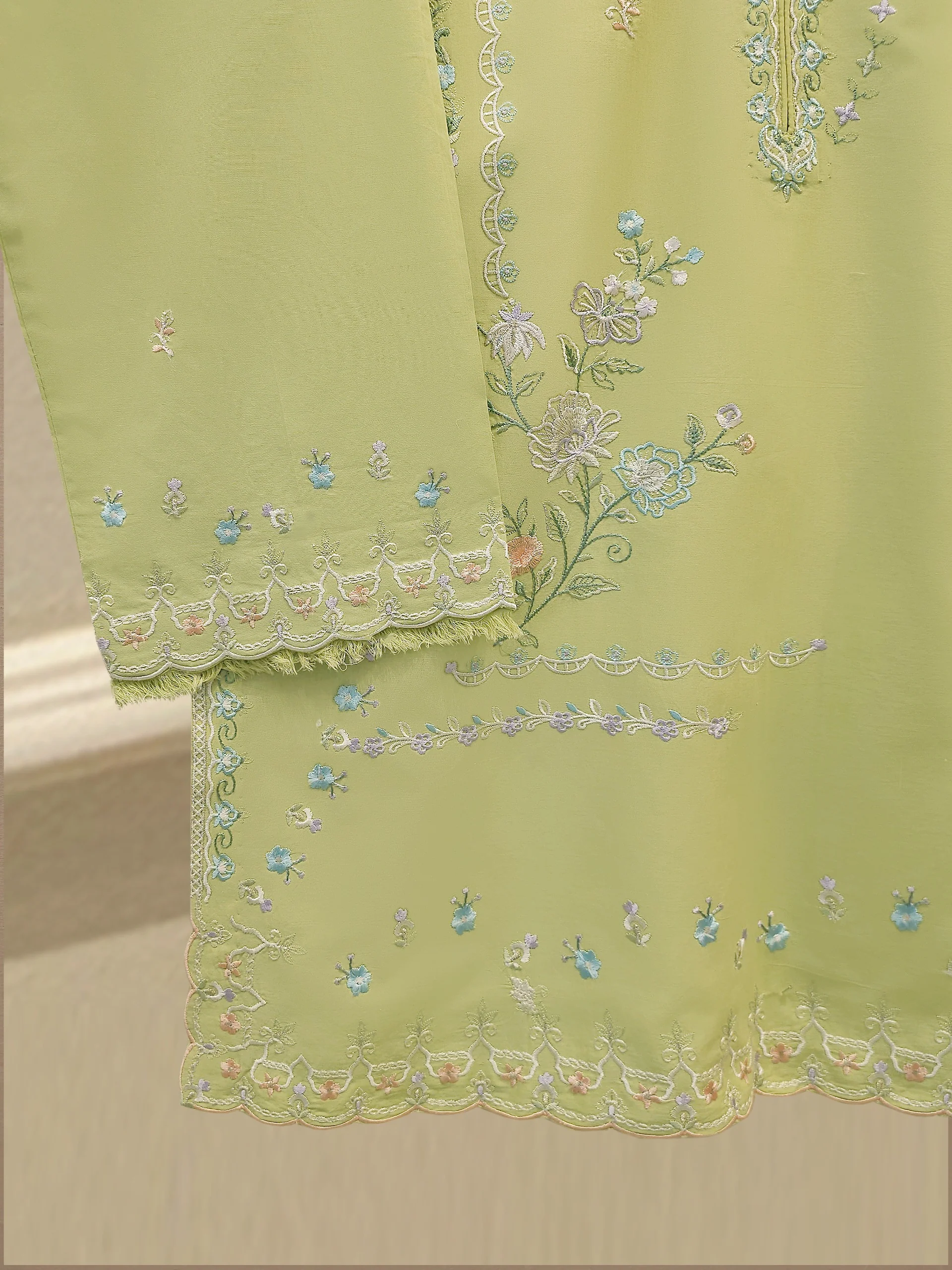 2 Piece - Embroidered Cambric Suit S114364 - Image 3