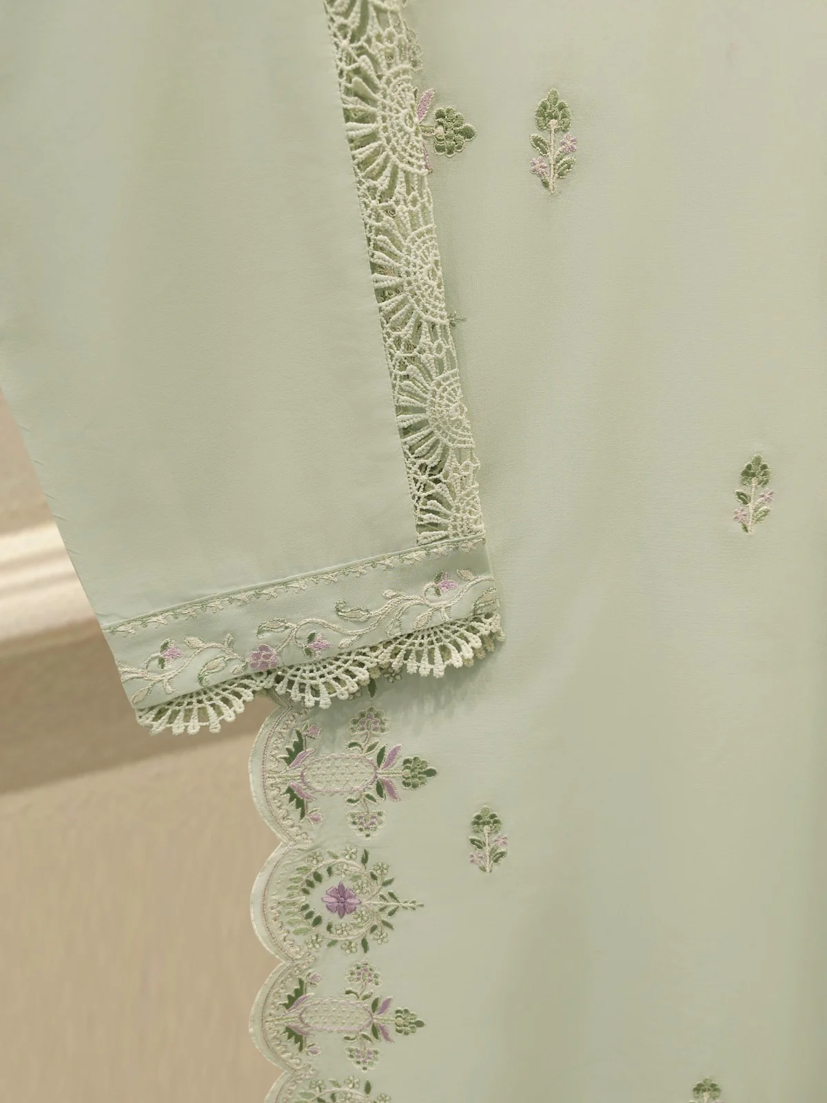 2 Piece - Embroidered Cambric Suit WS00131 - Image 3