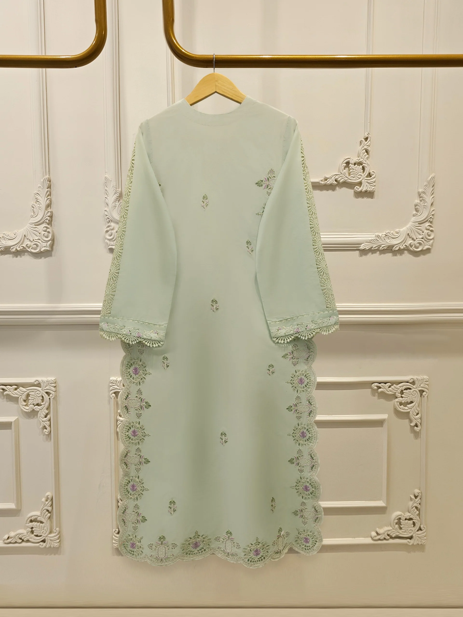 2 Piece - Embroidered Cambric Suit WS00131 - Image 4
