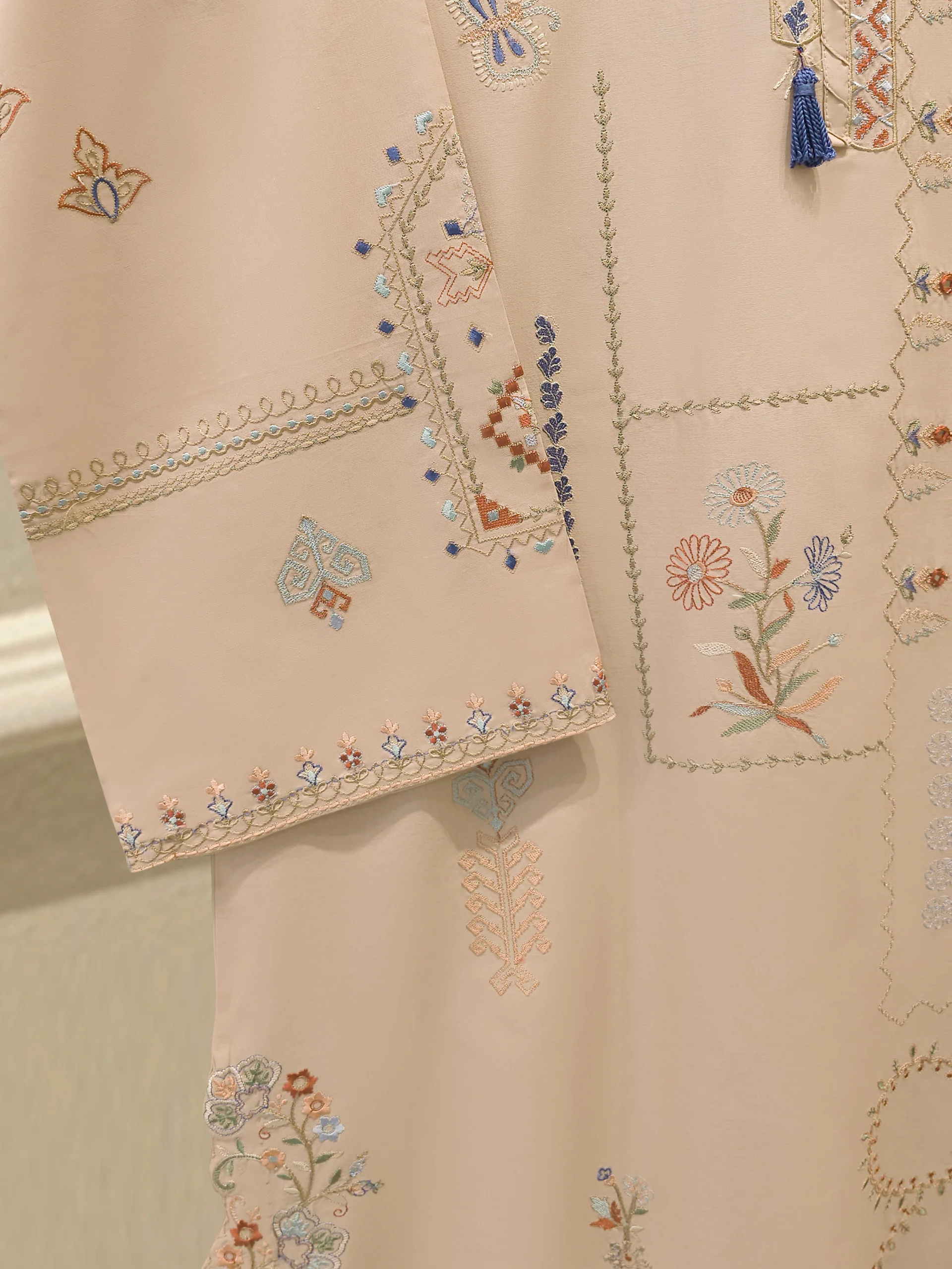 2 Piece - Embroidered Cambric Suit WS00265 - Image 3