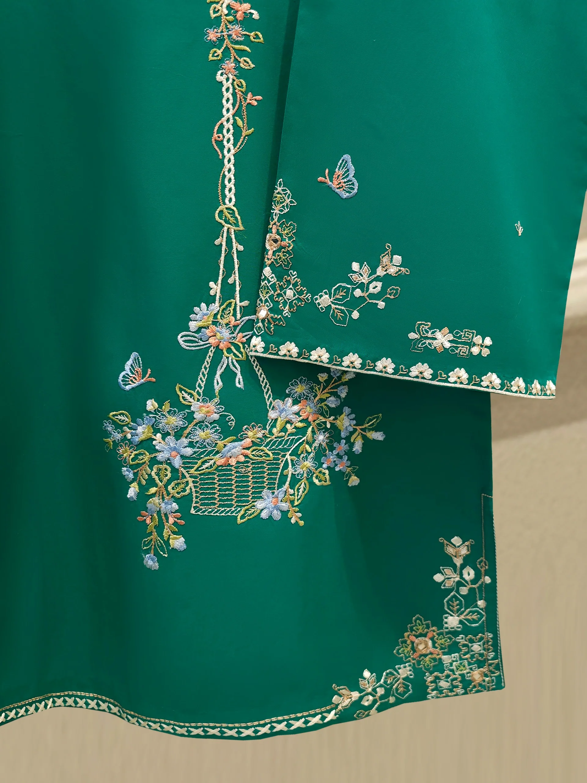 2 Piece - Embroidered Cambric Suit WS00279 - Image 3