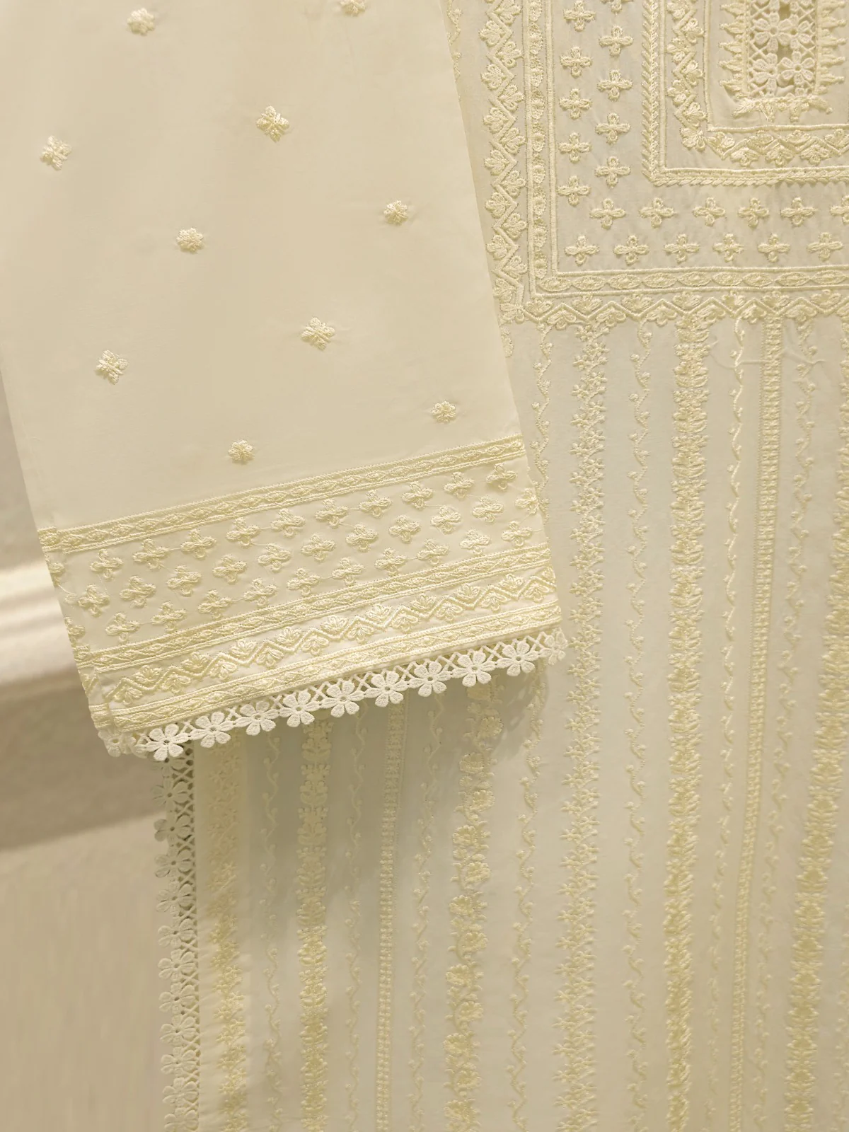 2 Piece - Embroidered Cotton Suit S113761 - Image 3