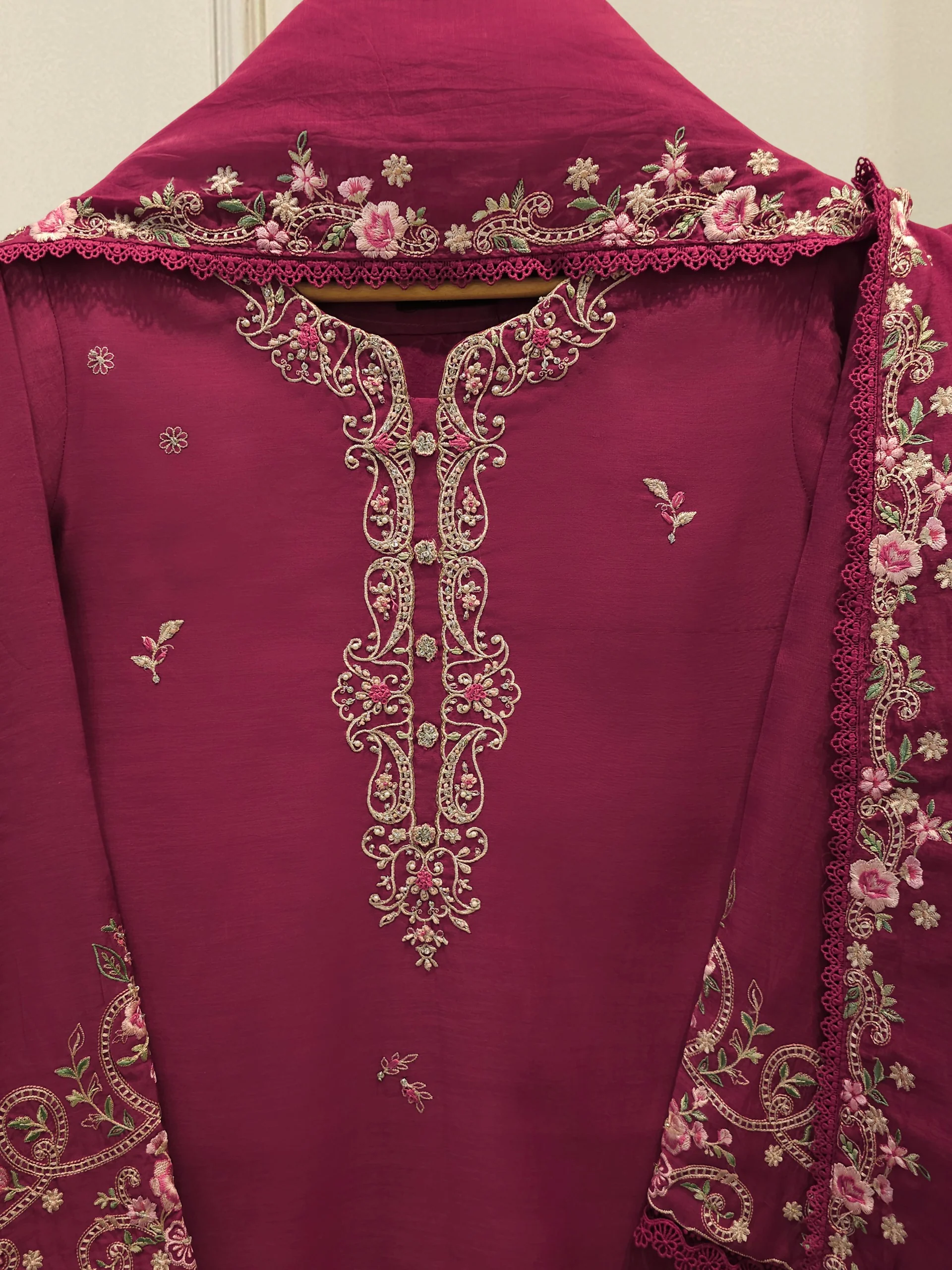 2 Piece - Embroidered Kora Cotton Suit  S113719 - Image 2