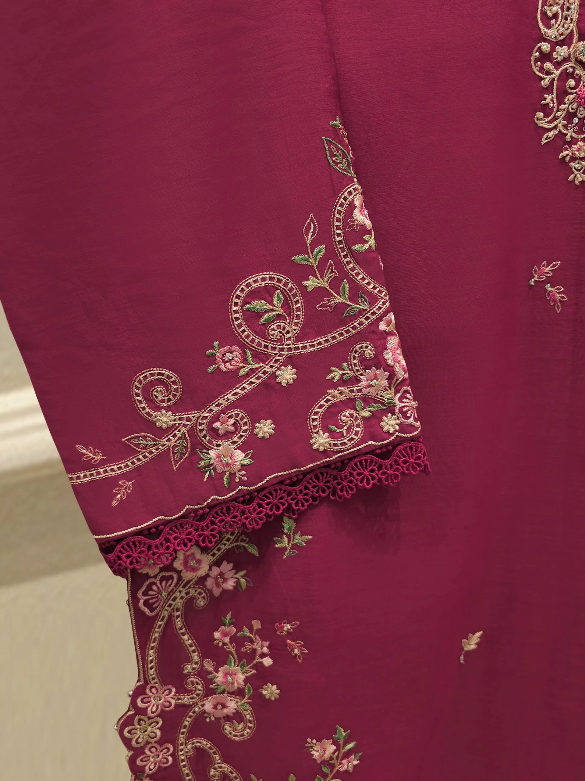2 Piece - Embroidered Kora Cotton Suit  S113719 - Image 3