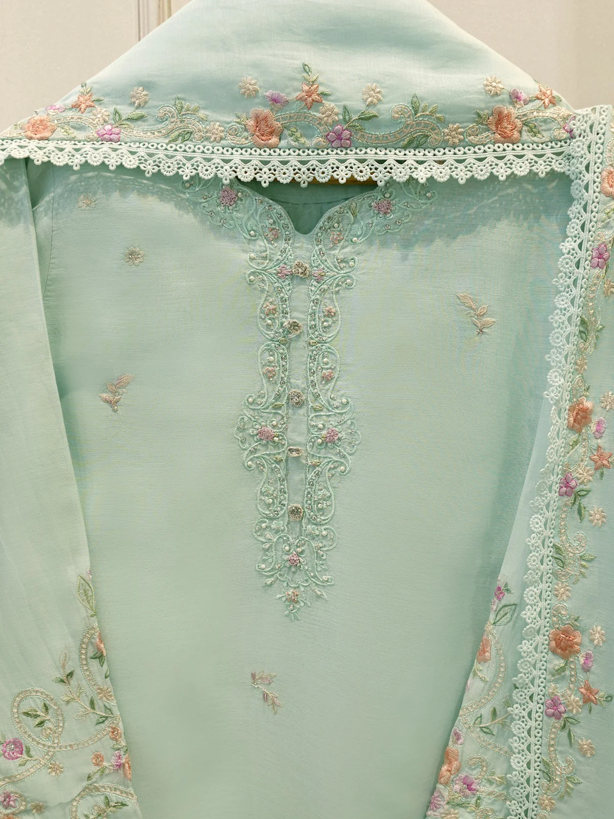 2 Piece - Embroidered Kora Cotton Suit S113803 - Image 2