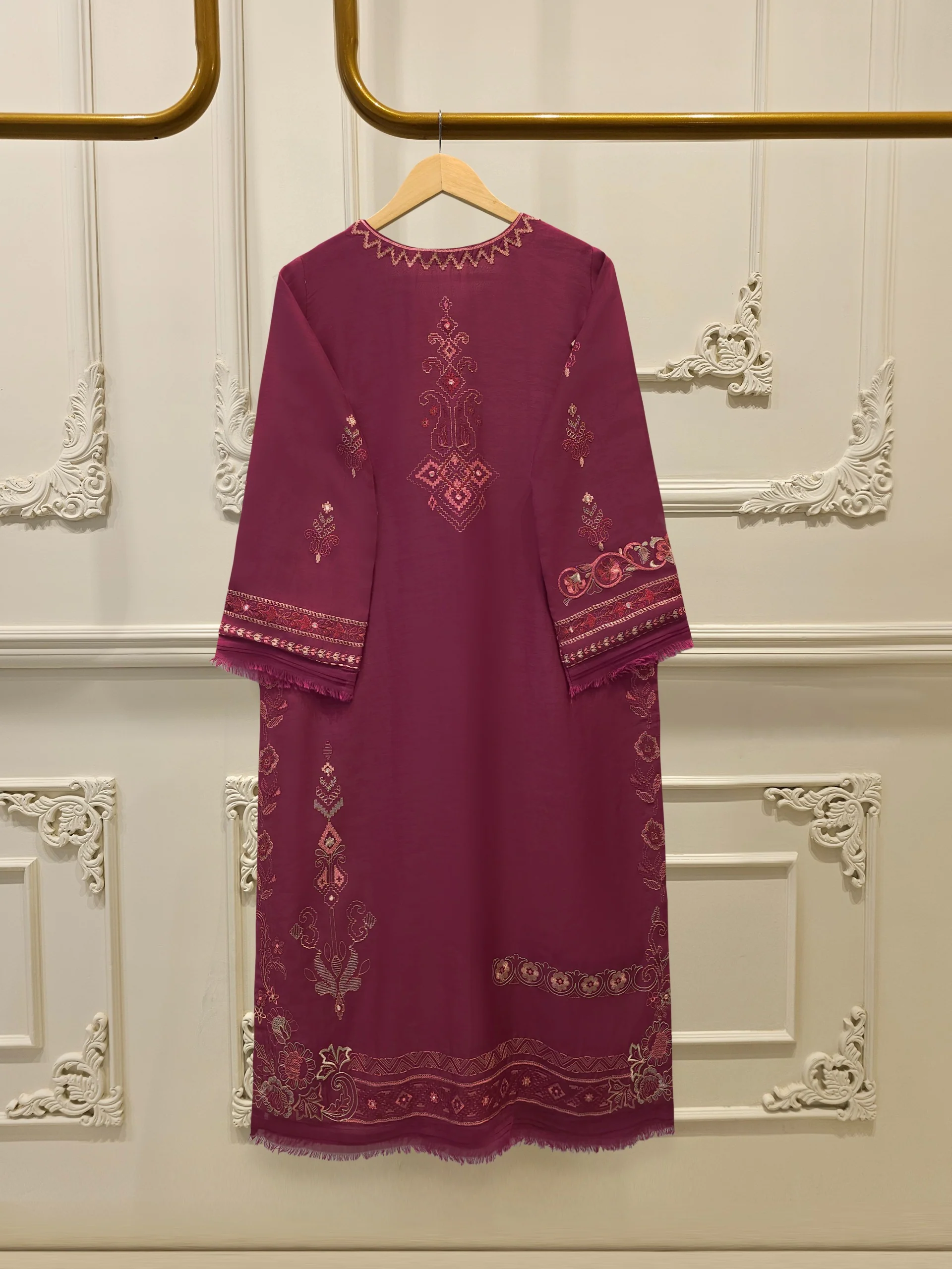 2 Piece - Embroidered Kora Cotton Suit S114173 - Image 6