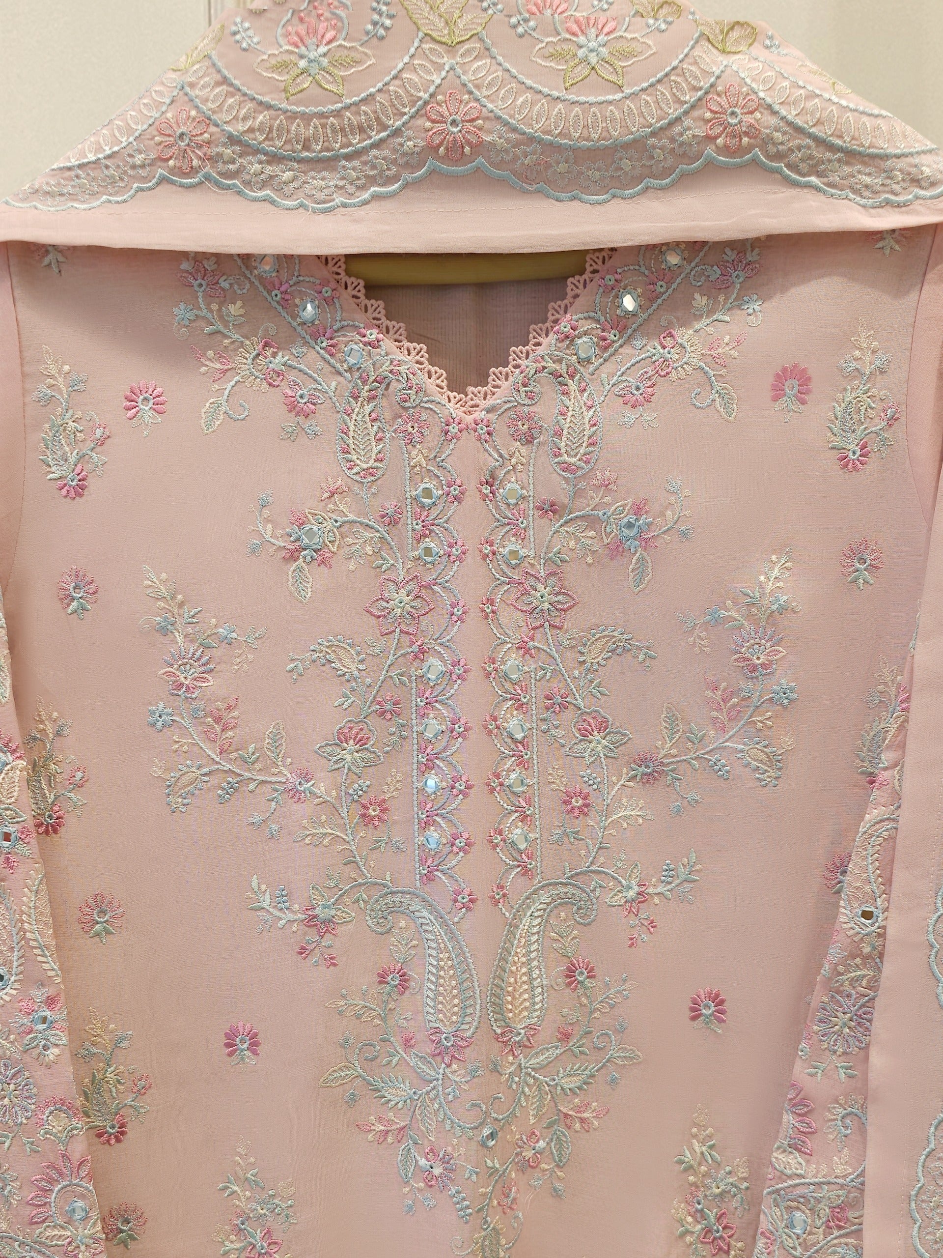 2 Piece - Embroidered Kora Cotton Suit  S114217 - Image 2
