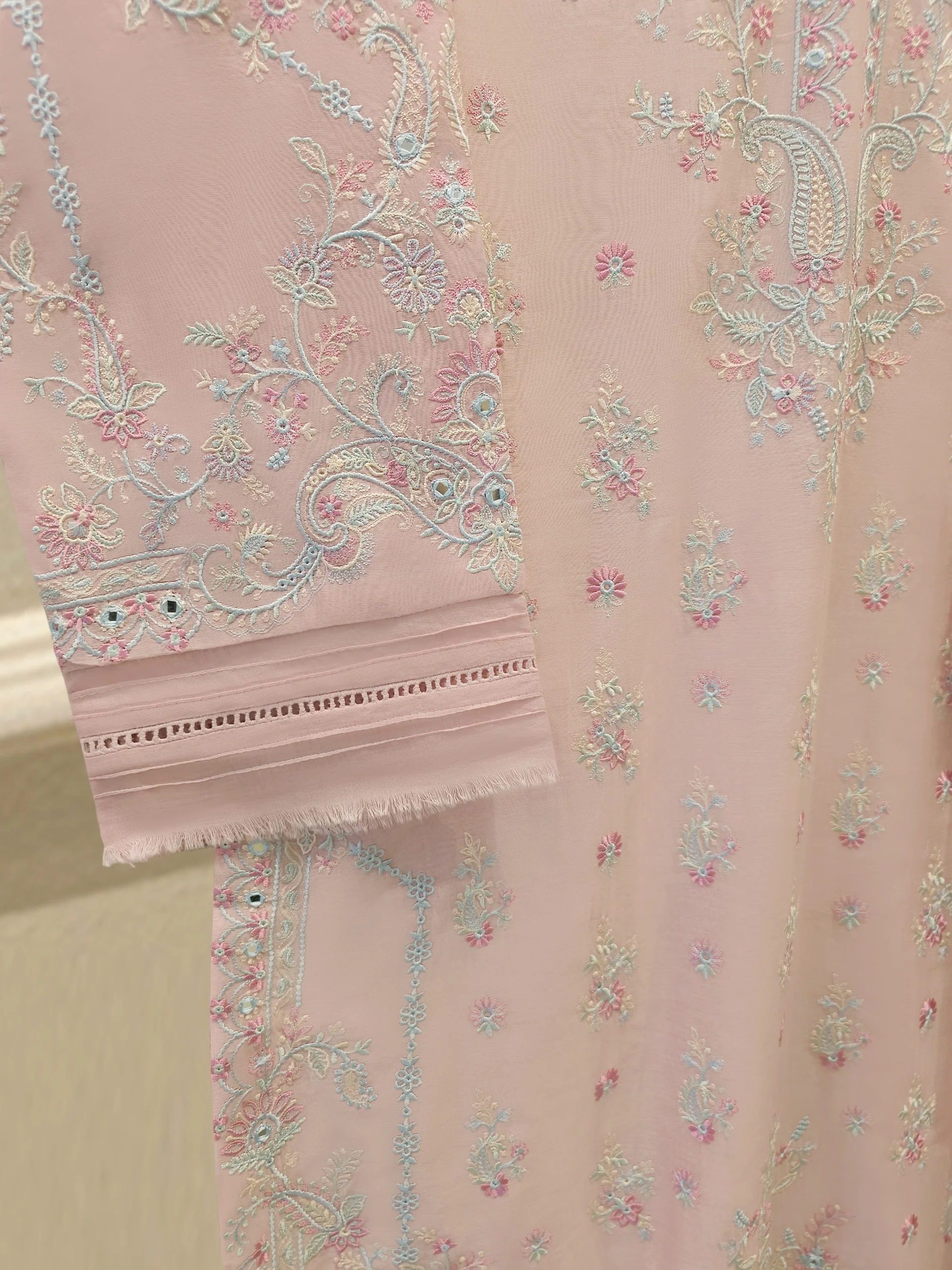 2 Piece - Embroidered Kora Cotton Suit  S114217 - Image 3