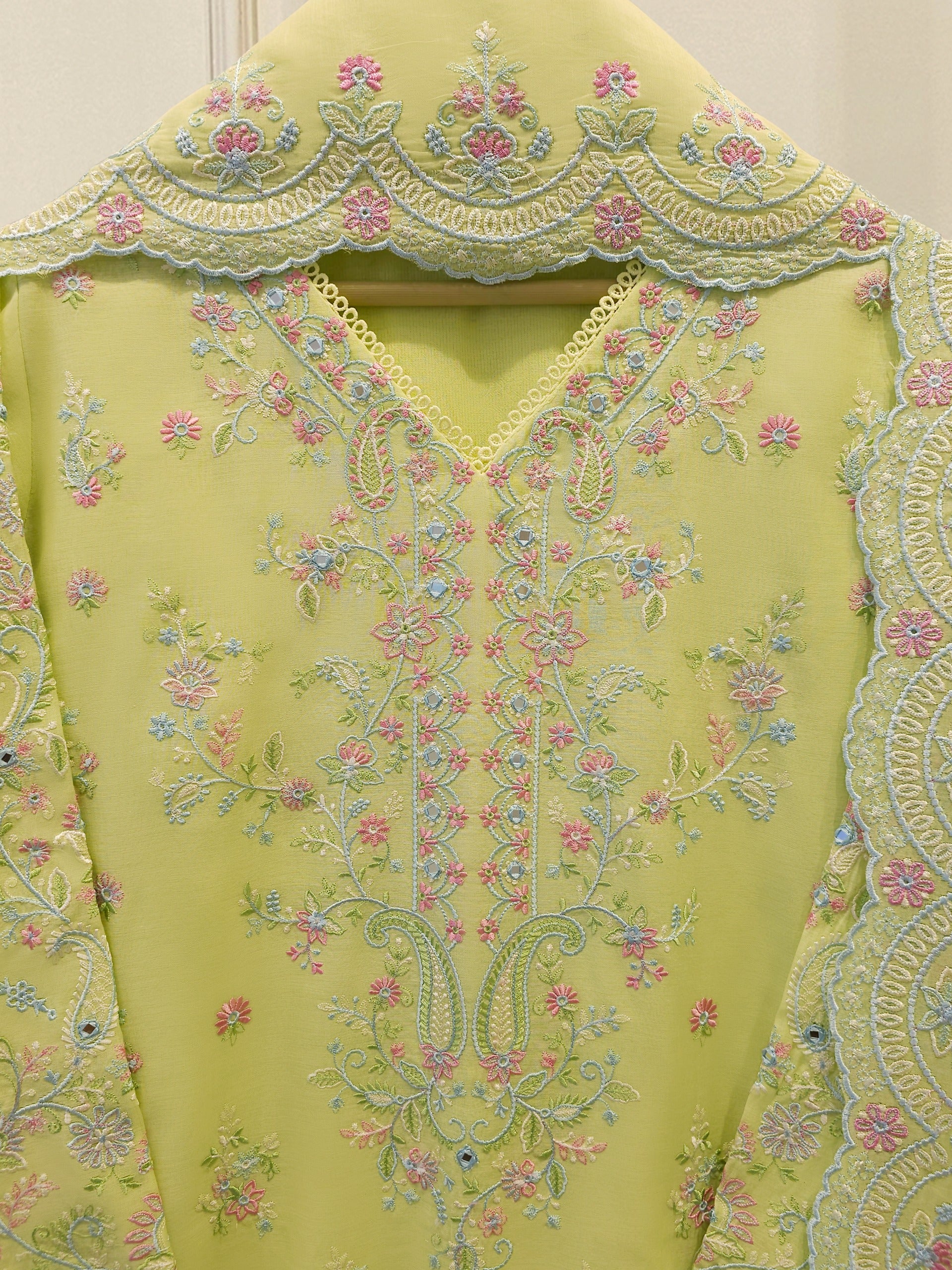 2 Piece - Embroidered Kora  Cotton Suit S114280 - Image 2