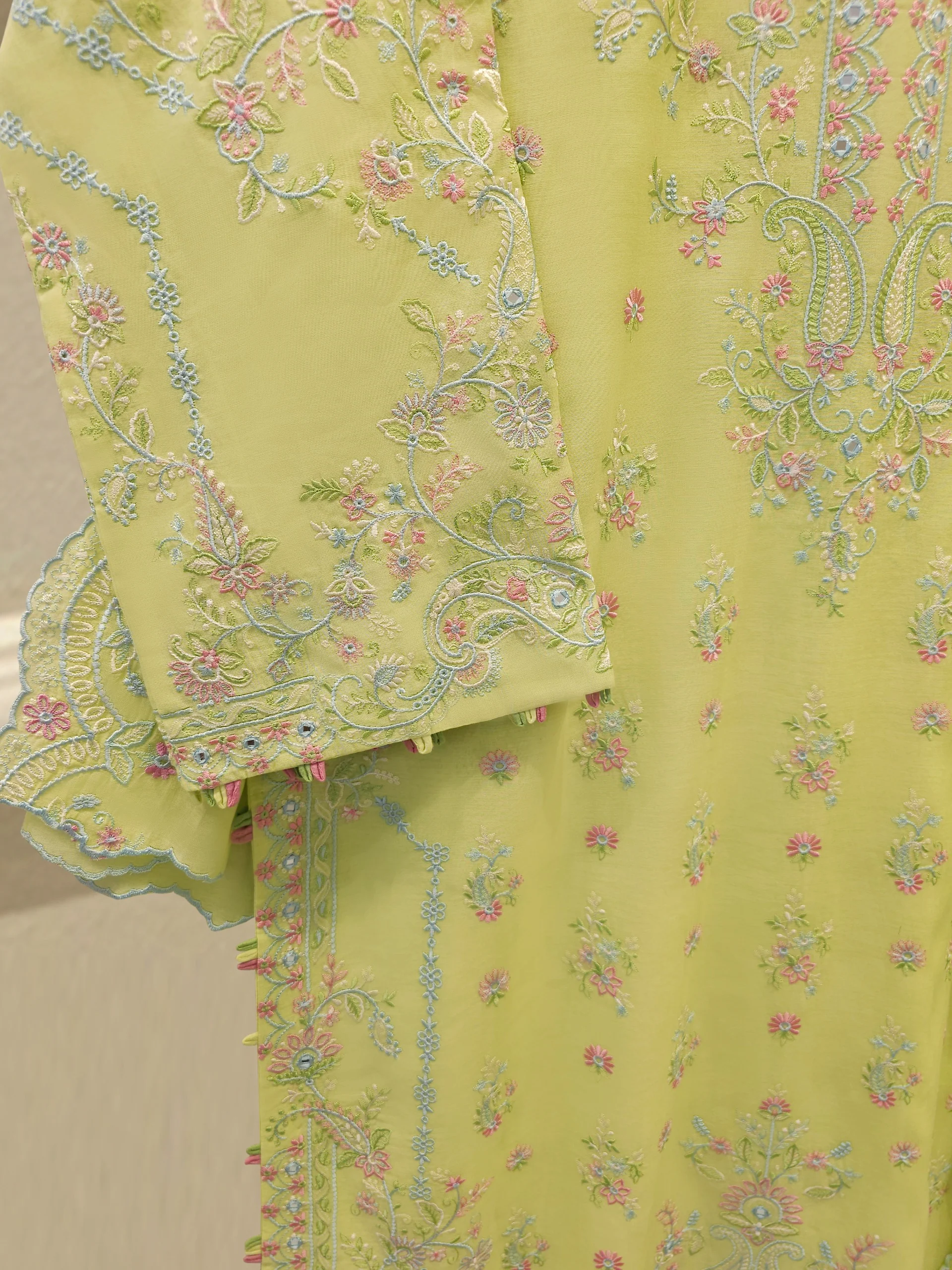2 Piece - Embroidered Kora  Cotton Suit S114280 - Image 3