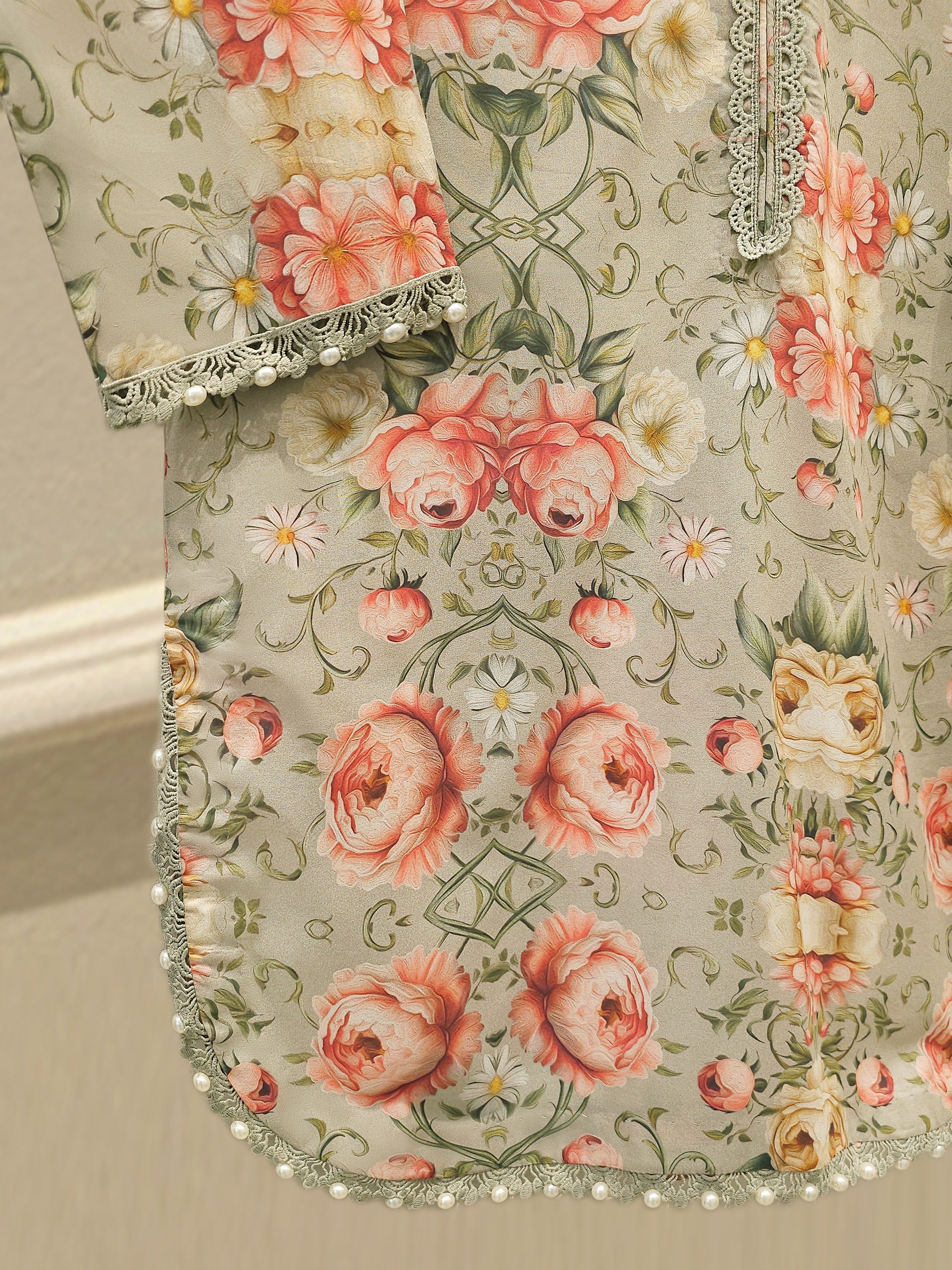2 Piece - Embroidered Cambric Suit S112369 - Image 3
