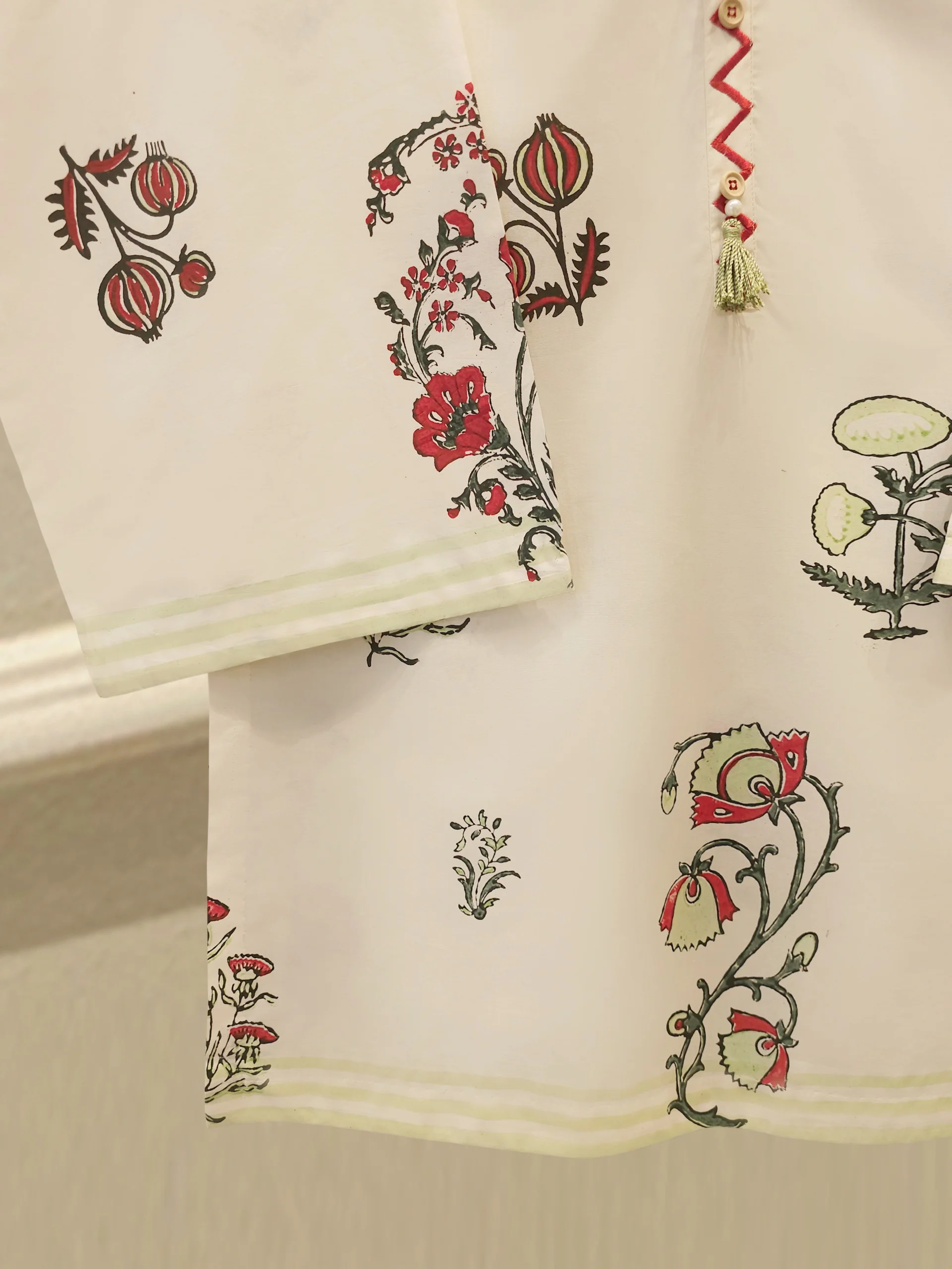 2 Piece - hand block print Cambric Suit S114318 - Image 3