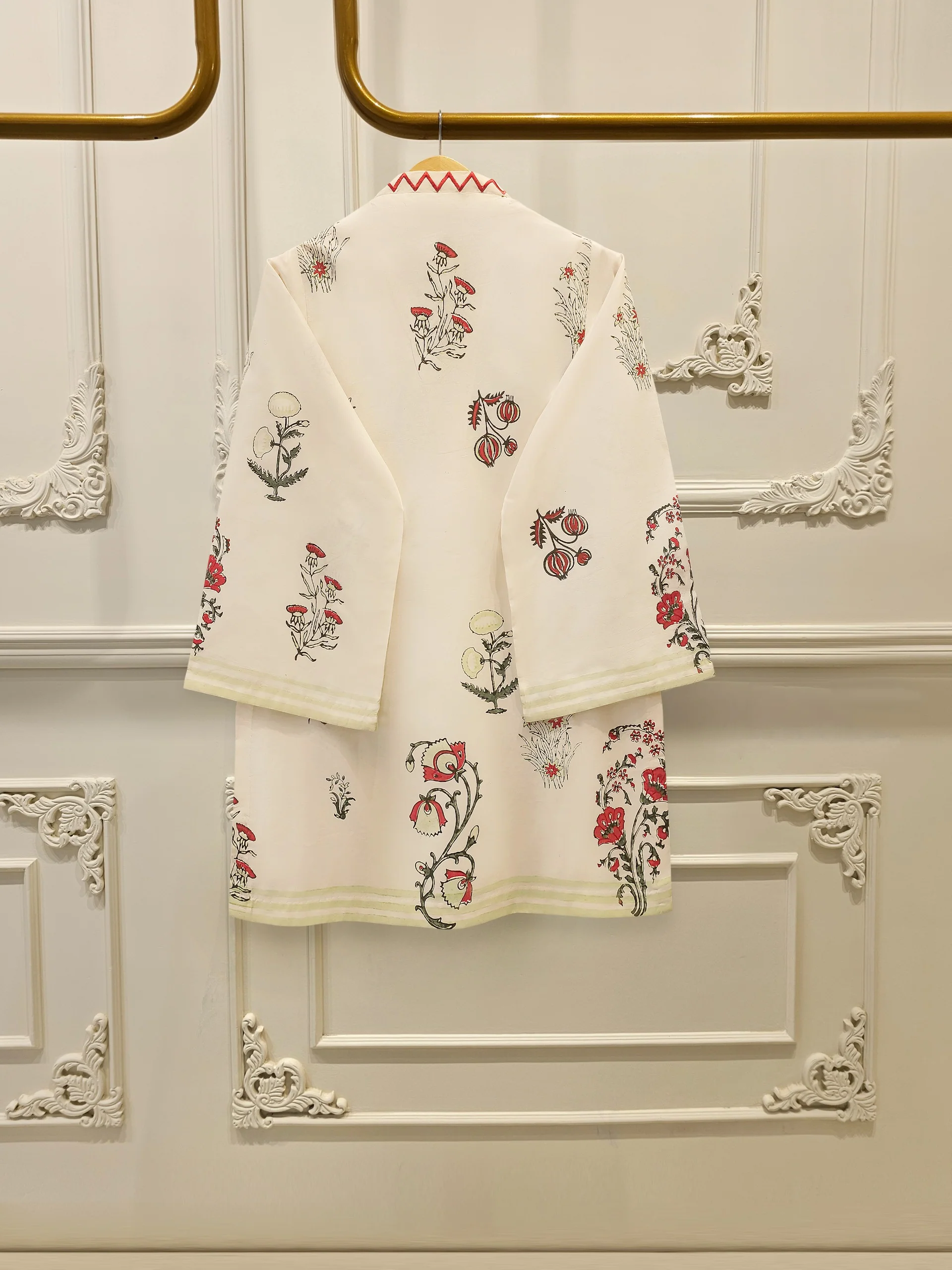 2 Piece - hand block print Cambric Suit S114318 - Image 4