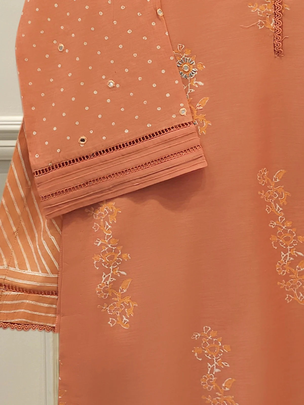 2 Piece - Hand Block Printed Kora Cotton Suit  S112413 - Image 5