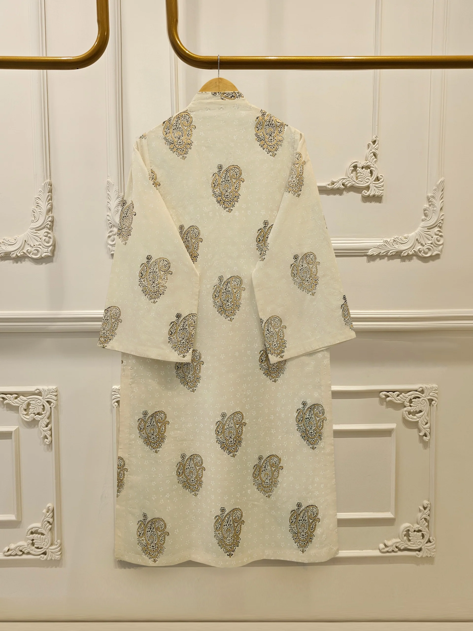 2 Piece - Hand Block Printed Kora Cotton Suit  S114220 - Image 5