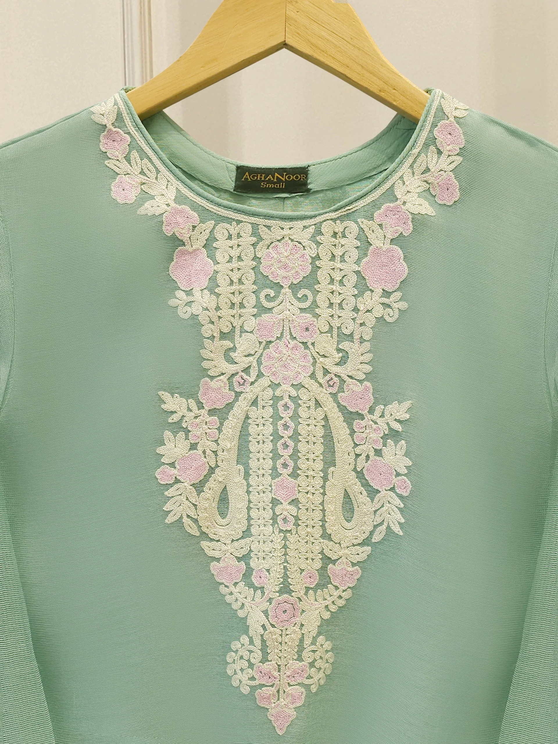 2 Piece - Pure Embroidered Cotton Net Suit S113855 - Image 2