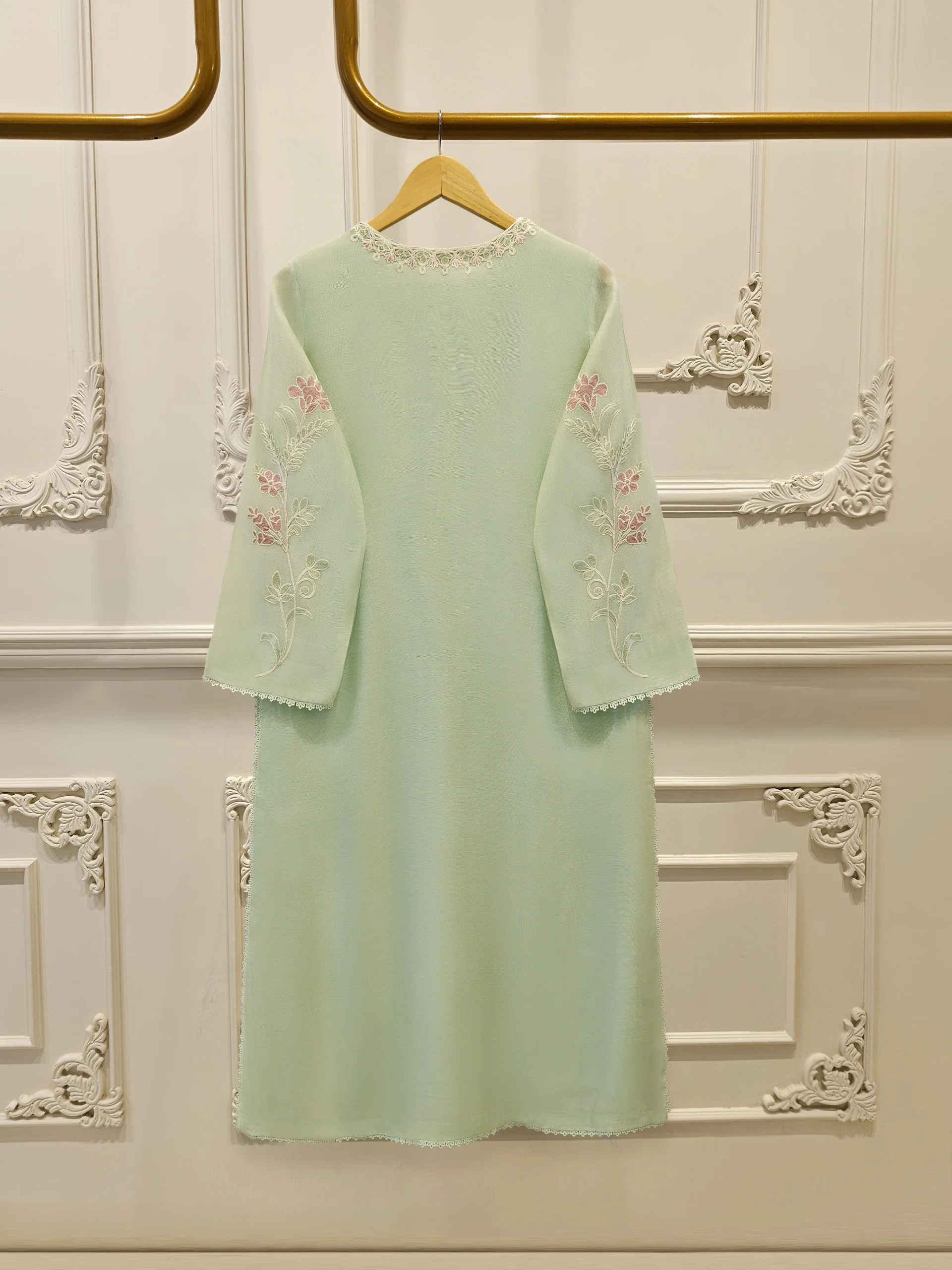 2 Piece - Pure Embroidered Cotton Net Suit S114052 - Image 5
