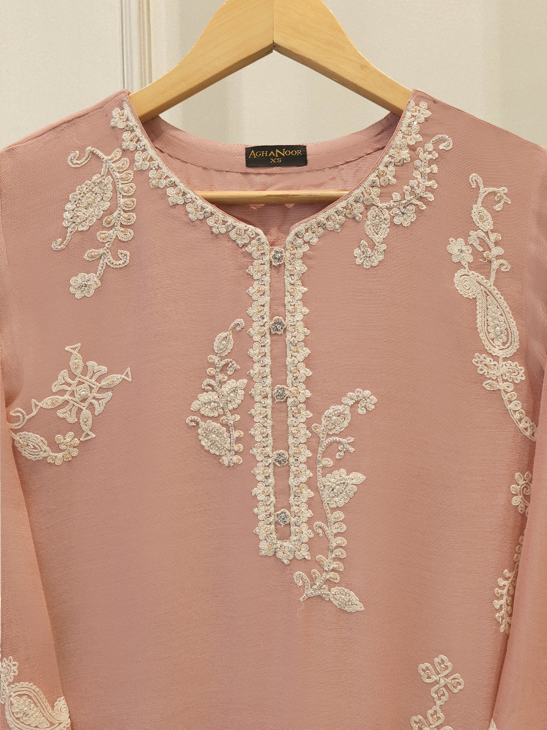 2 Piece - Pure Embroidered Cotton Net Suit S114153 - Image 2