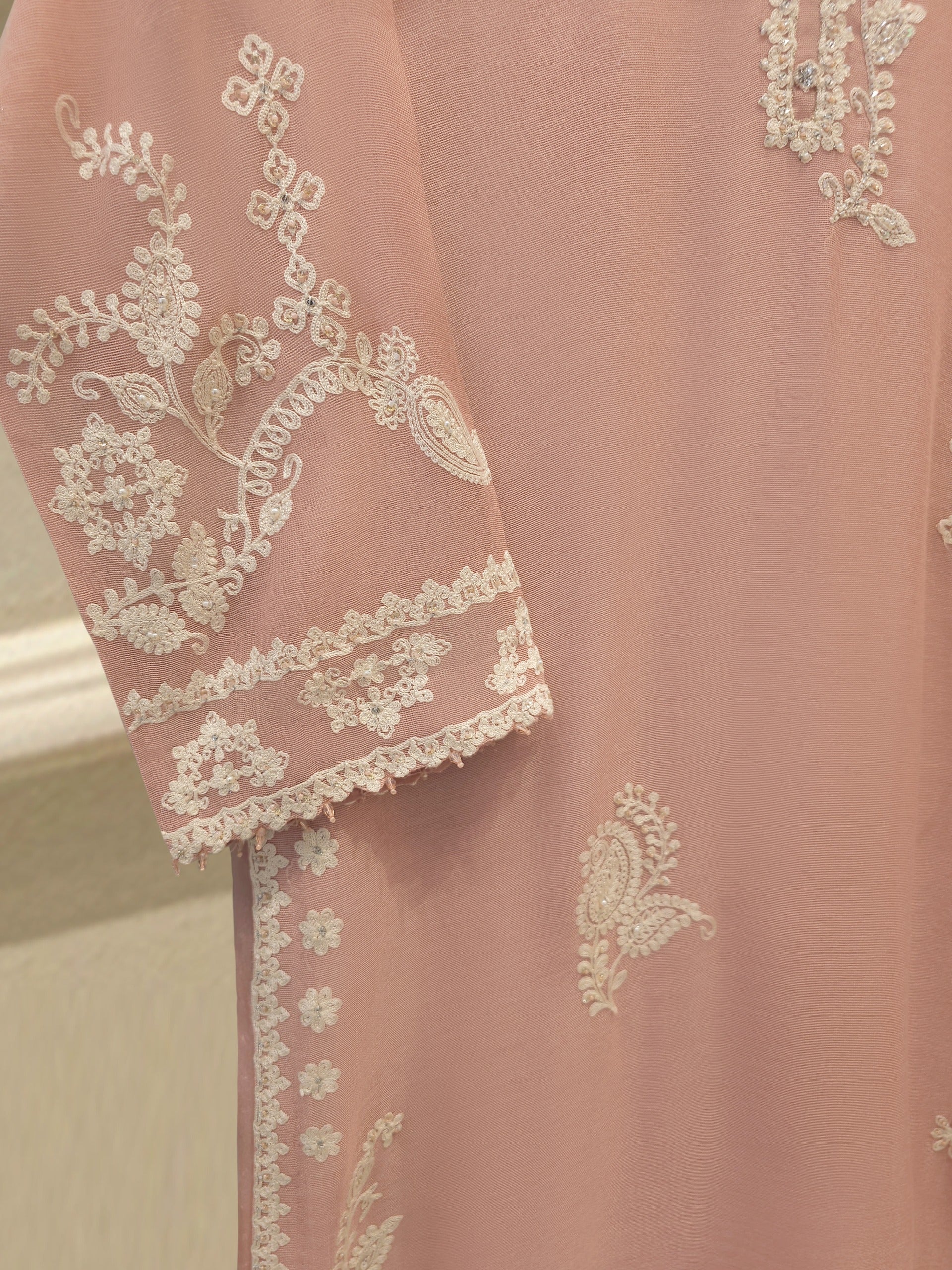2 Piece - Pure Embroidered Cotton Net Suit S114153 - Image 3