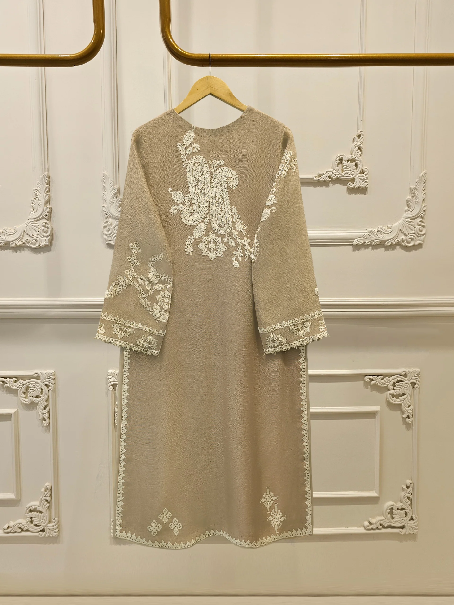 2 Piece - Pure Embroidered Cotton Net Suit S114171 - Image 5