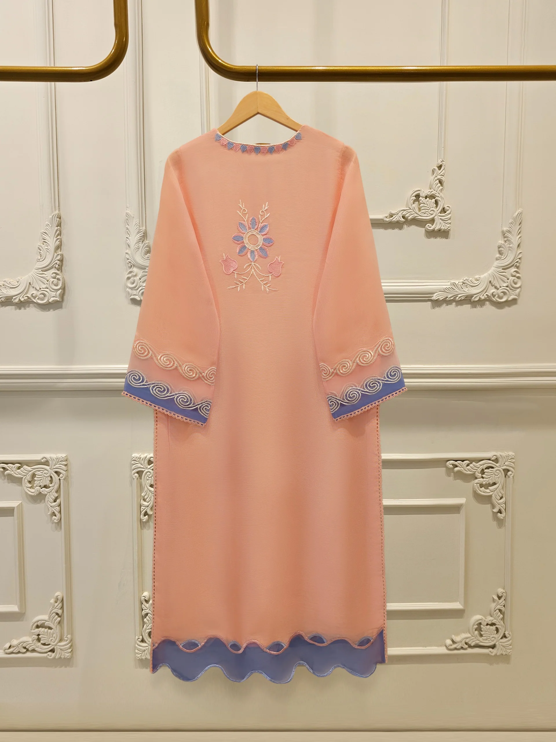 2 Piece - Pure Embroidered Cotton Net Suit S114248 - Image 5