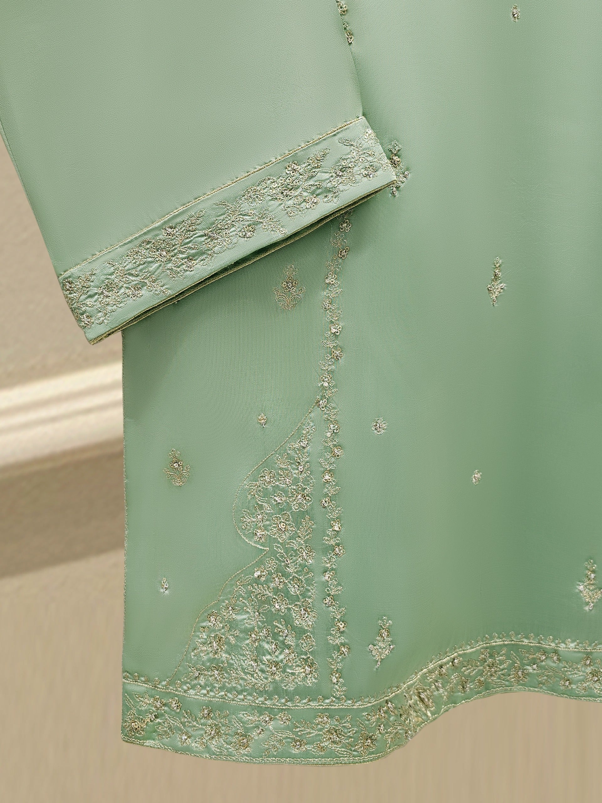 2 Piece-  Pure Embroidered Sheesha Silk Suit S111848 - Image 2
