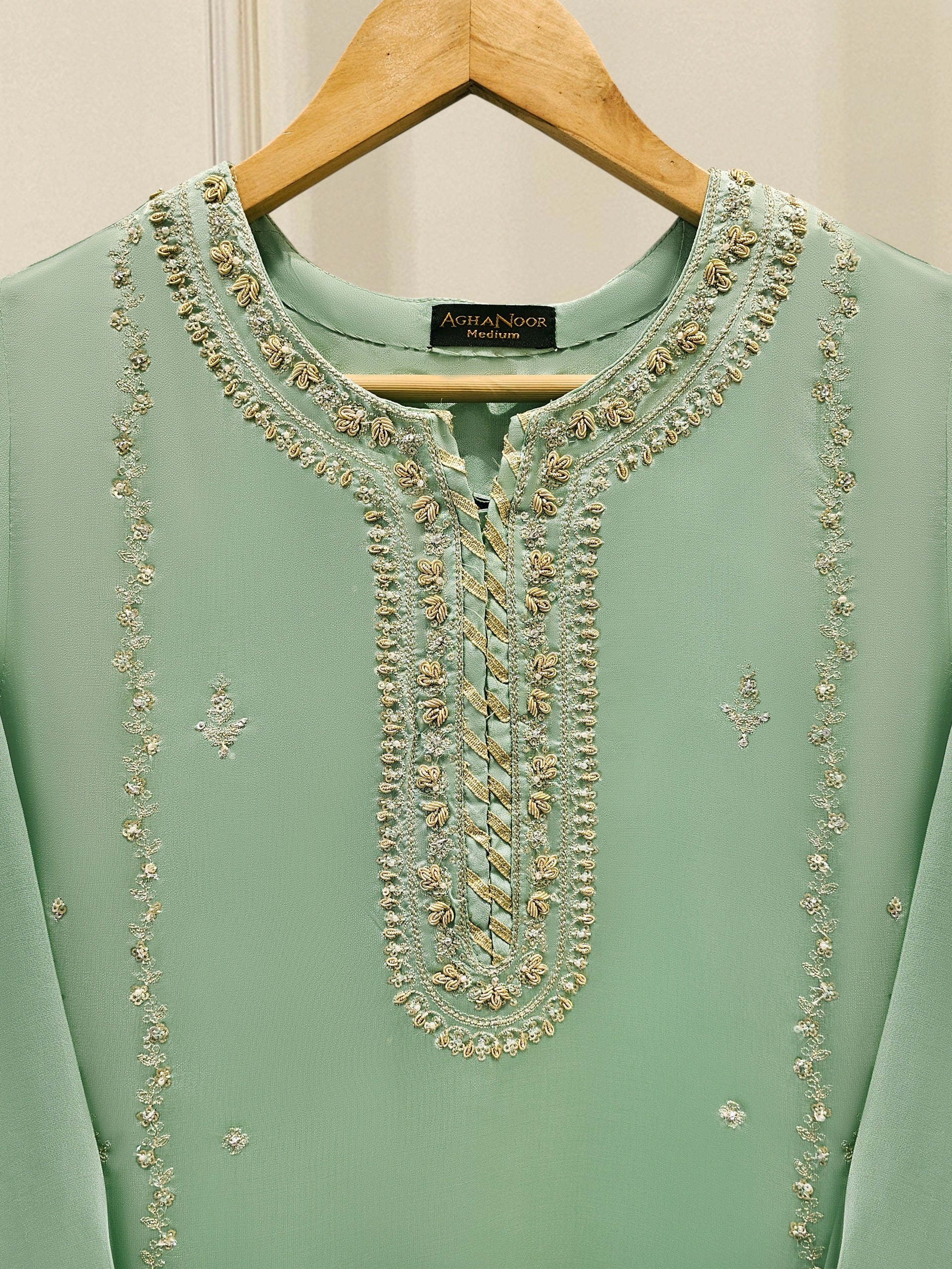 2 Piece-  Pure Embroidered Sheesha Silk Suit S111848 - Image 3