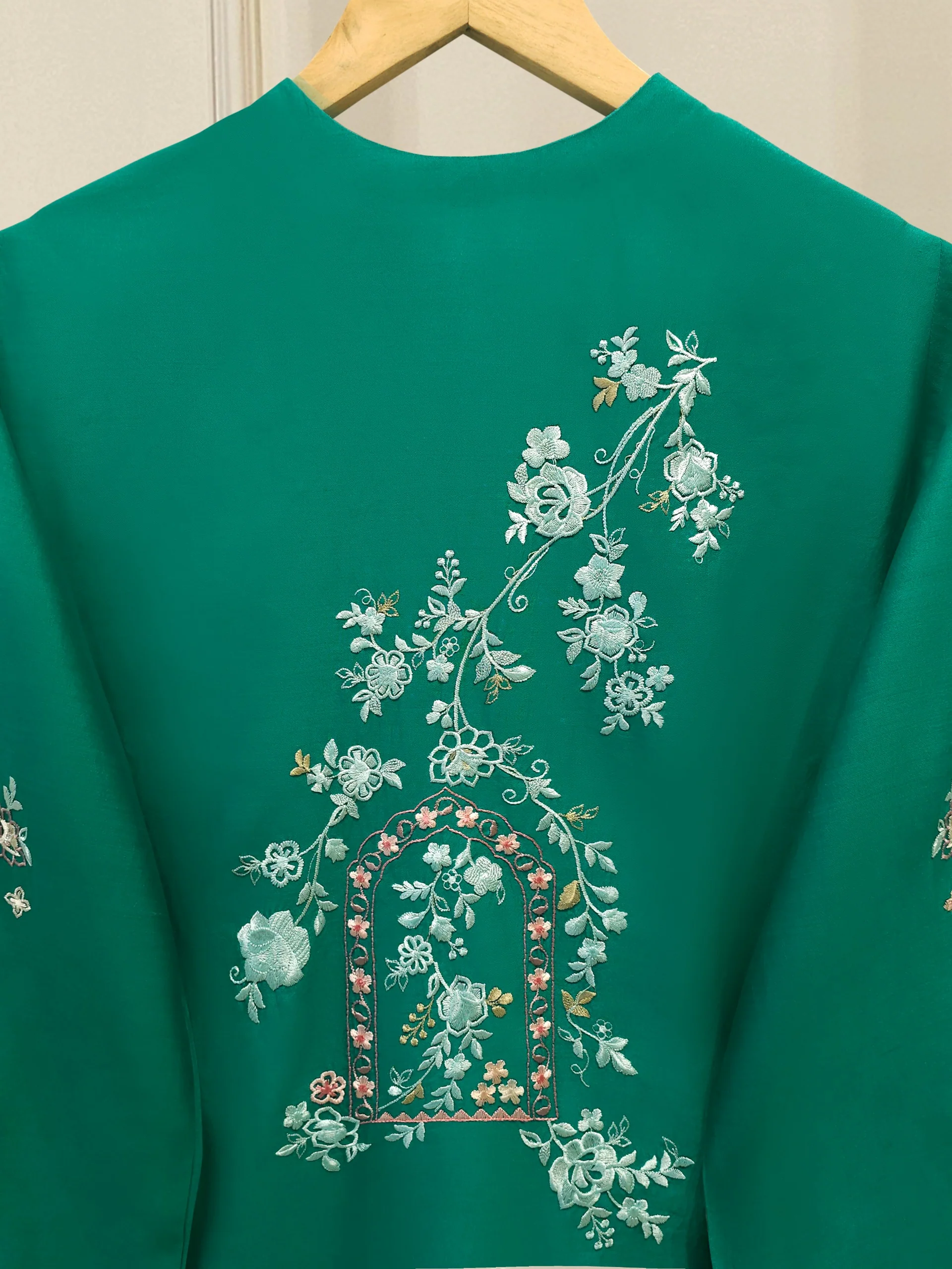 2 Piece- Pure Khaddi Silk Embroidered Suit S114271 - Image 6
