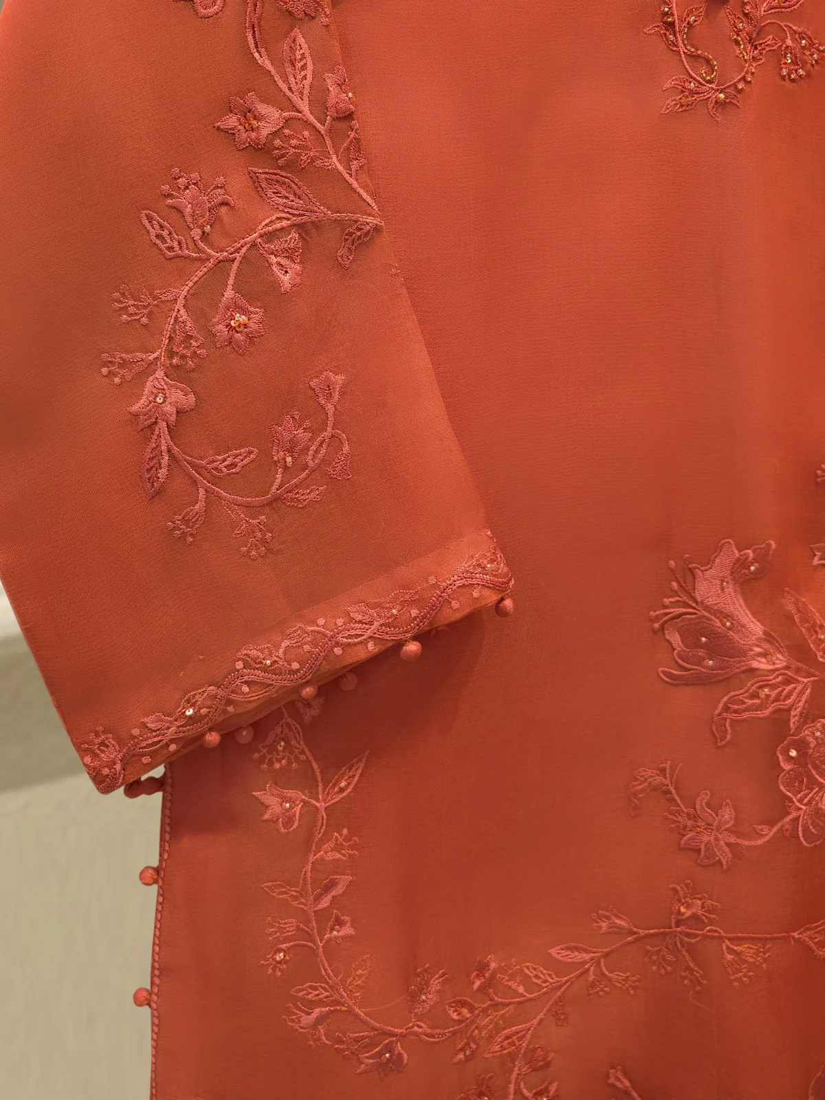 2 Piece - Pure Organza Embroidered Suit S112777 - Image 3