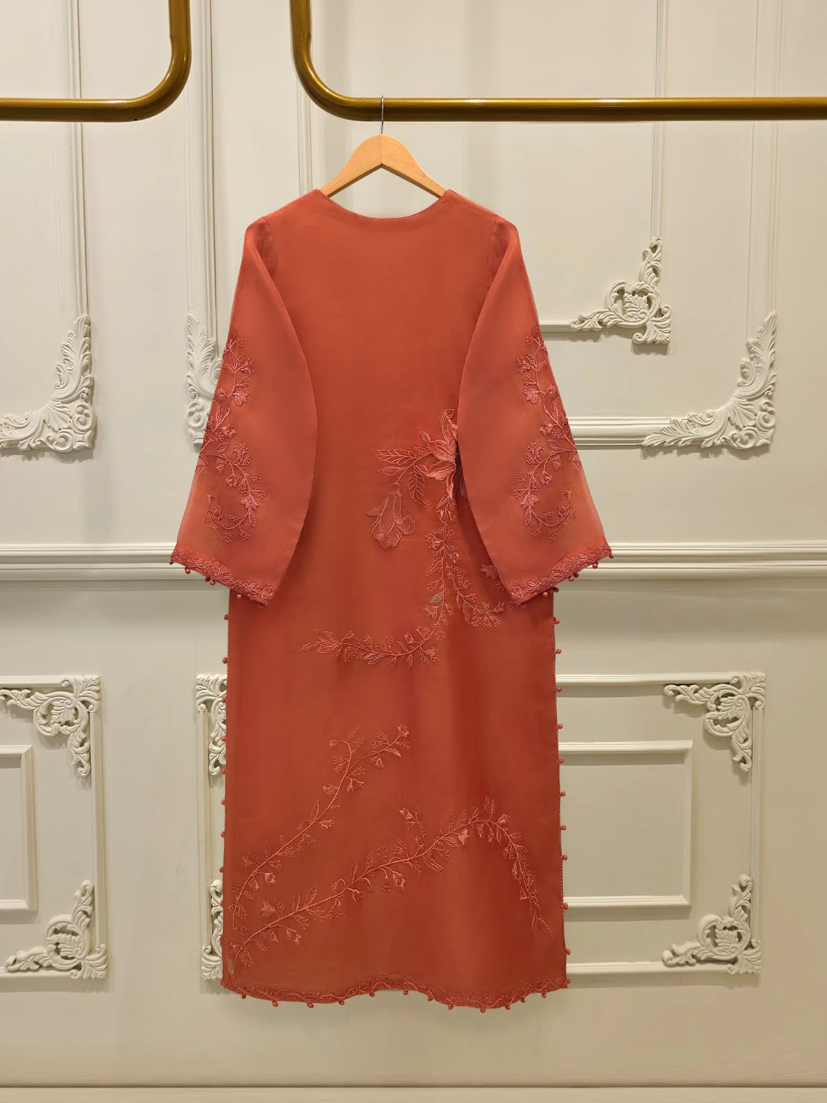 2 Piece - Pure Organza Embroidered Suit S112777 - Image 5