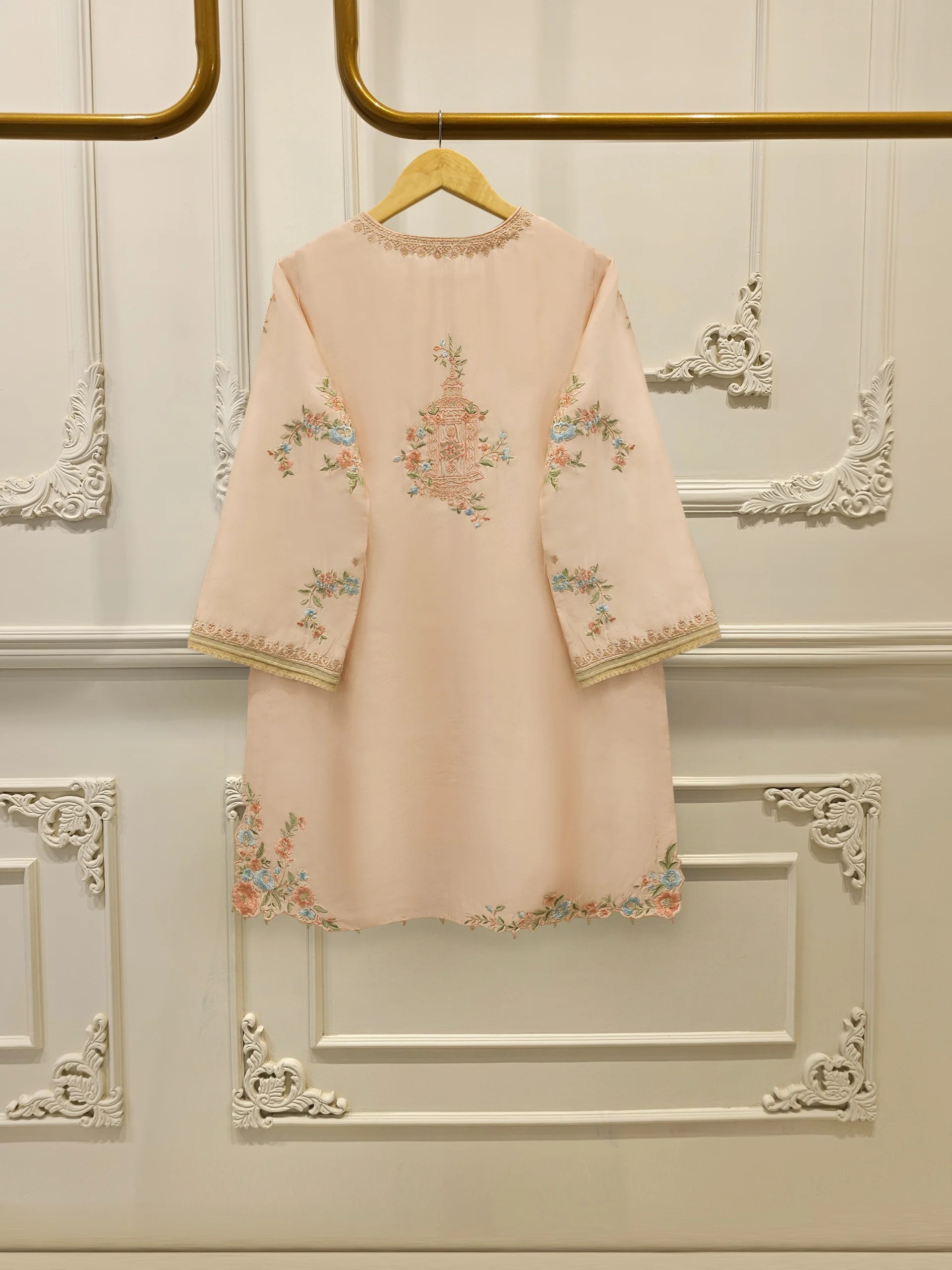 2 Piece- Pure Sheesha Silk Embroidered Suit S113478 - Image 4